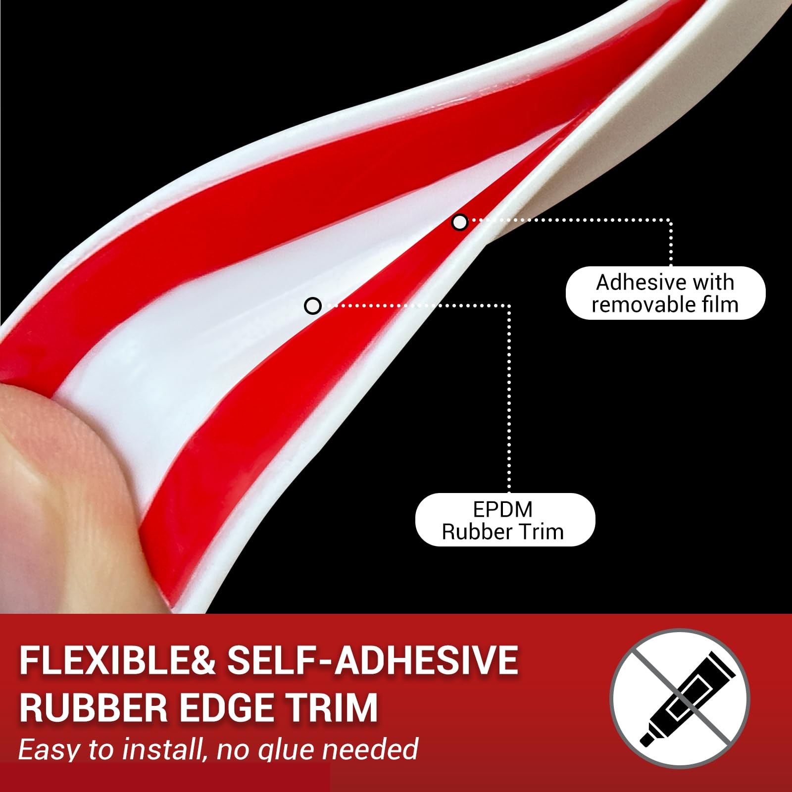 Rubber Edge Trim, Flexible Baby Proof Trims for Fit 1/16″ – L10′, White