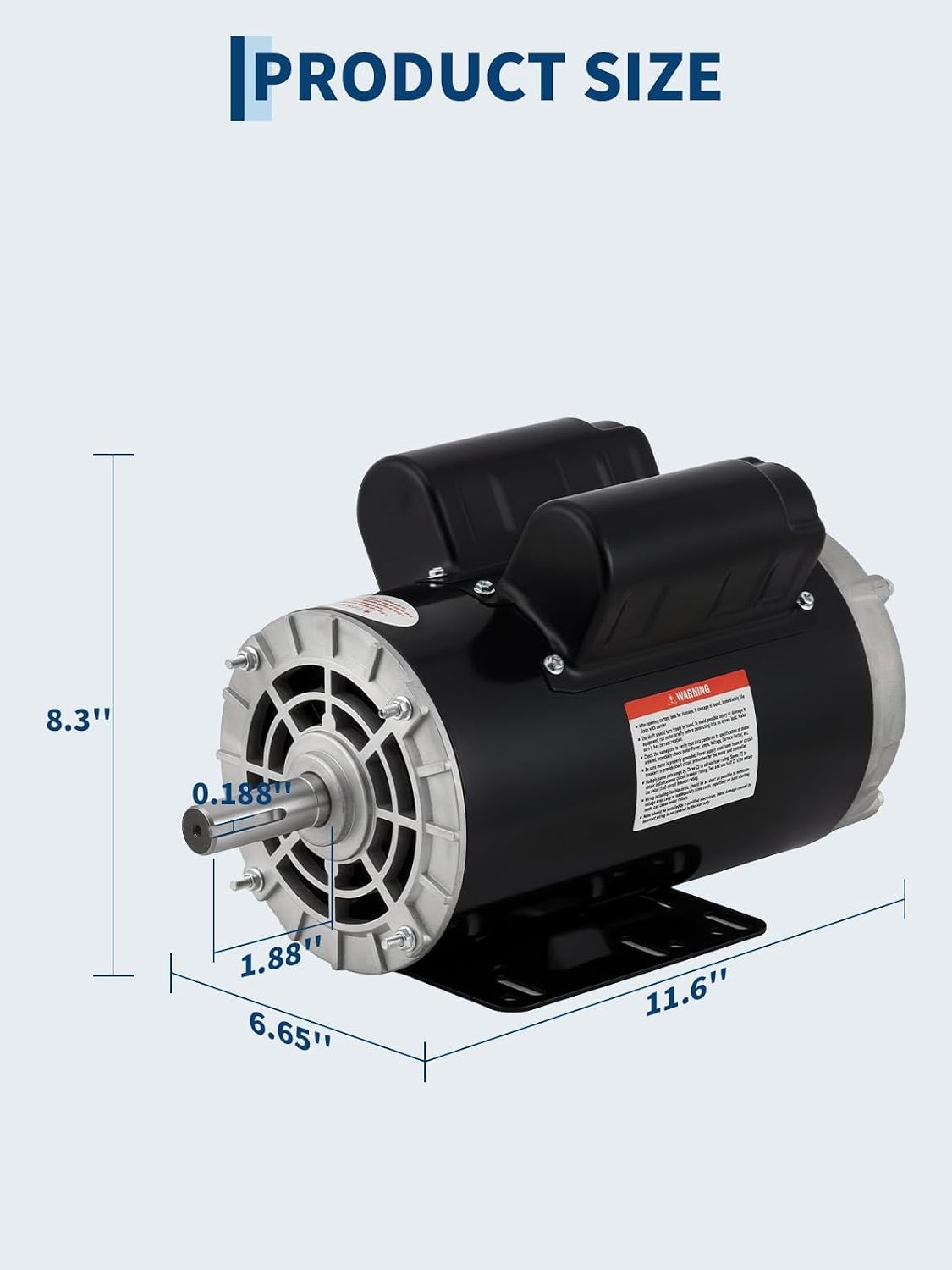 3HP/3.7HP Air Compressor Electric Motor 230V 56 Frame 3450 RPM 5/8» Keyed Shaft