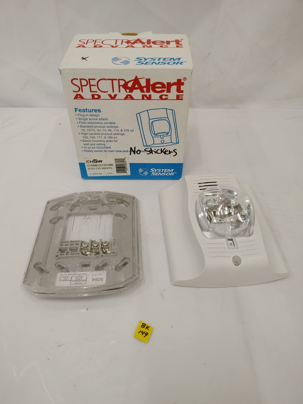 System Sensor CHSW Chime/Strobe STD CD White – NO STICKERS/HARDWARE