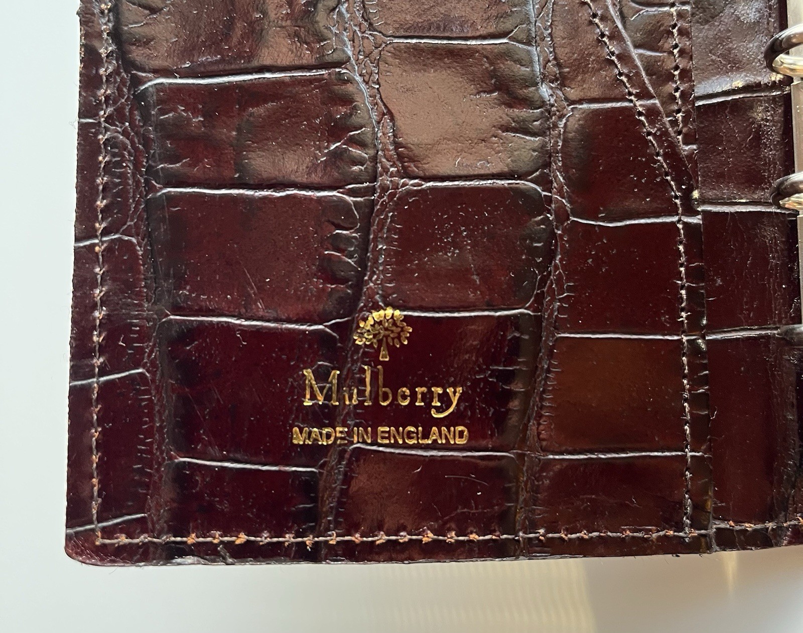 Vintage Mulberry Agenda Planner Mahogany Brown Croc/ Filofax Pocket Size/Krause