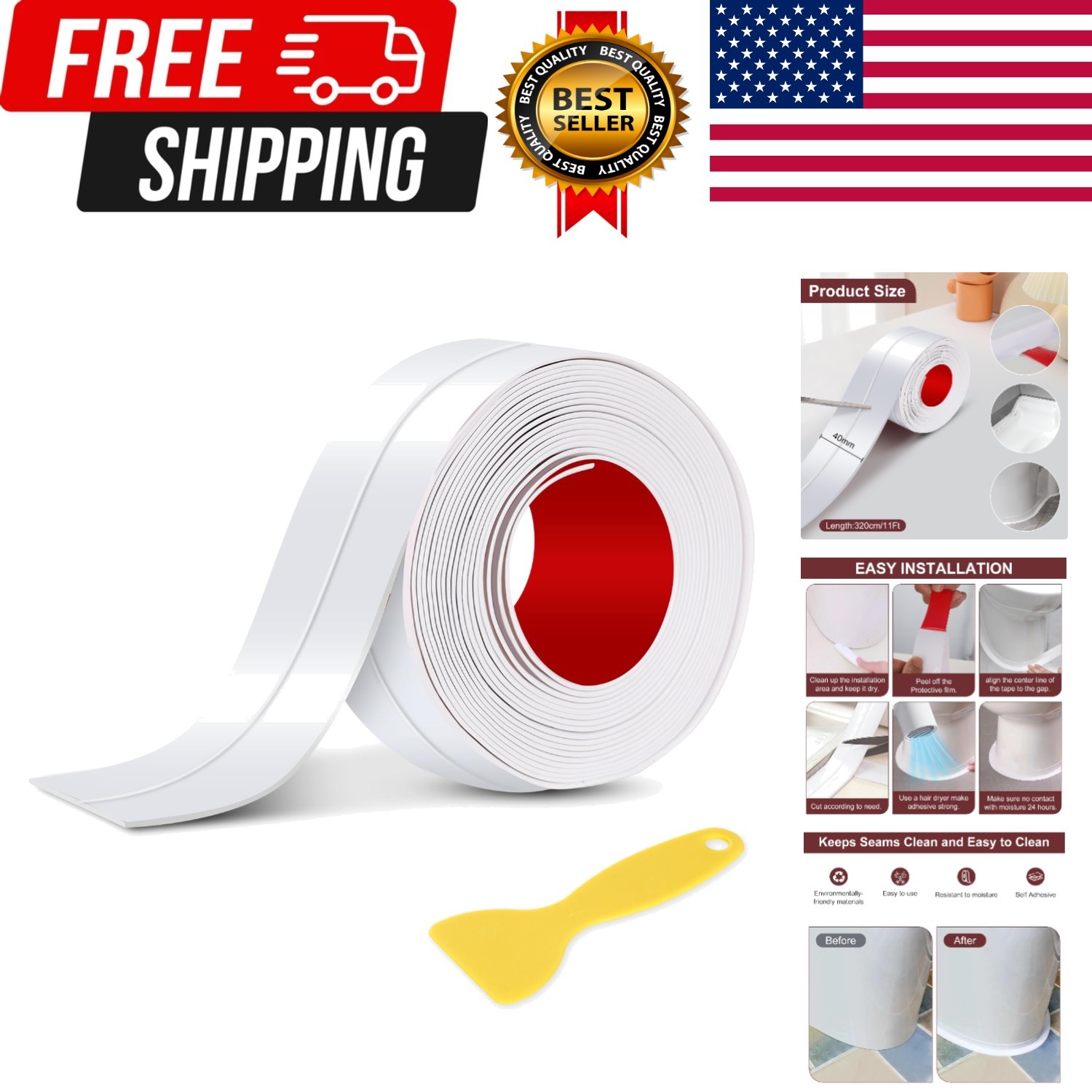 Caulk Tape, Toilet Caulk Strip, Toilet Sealer Around Toilet Base, Caulk Tape …