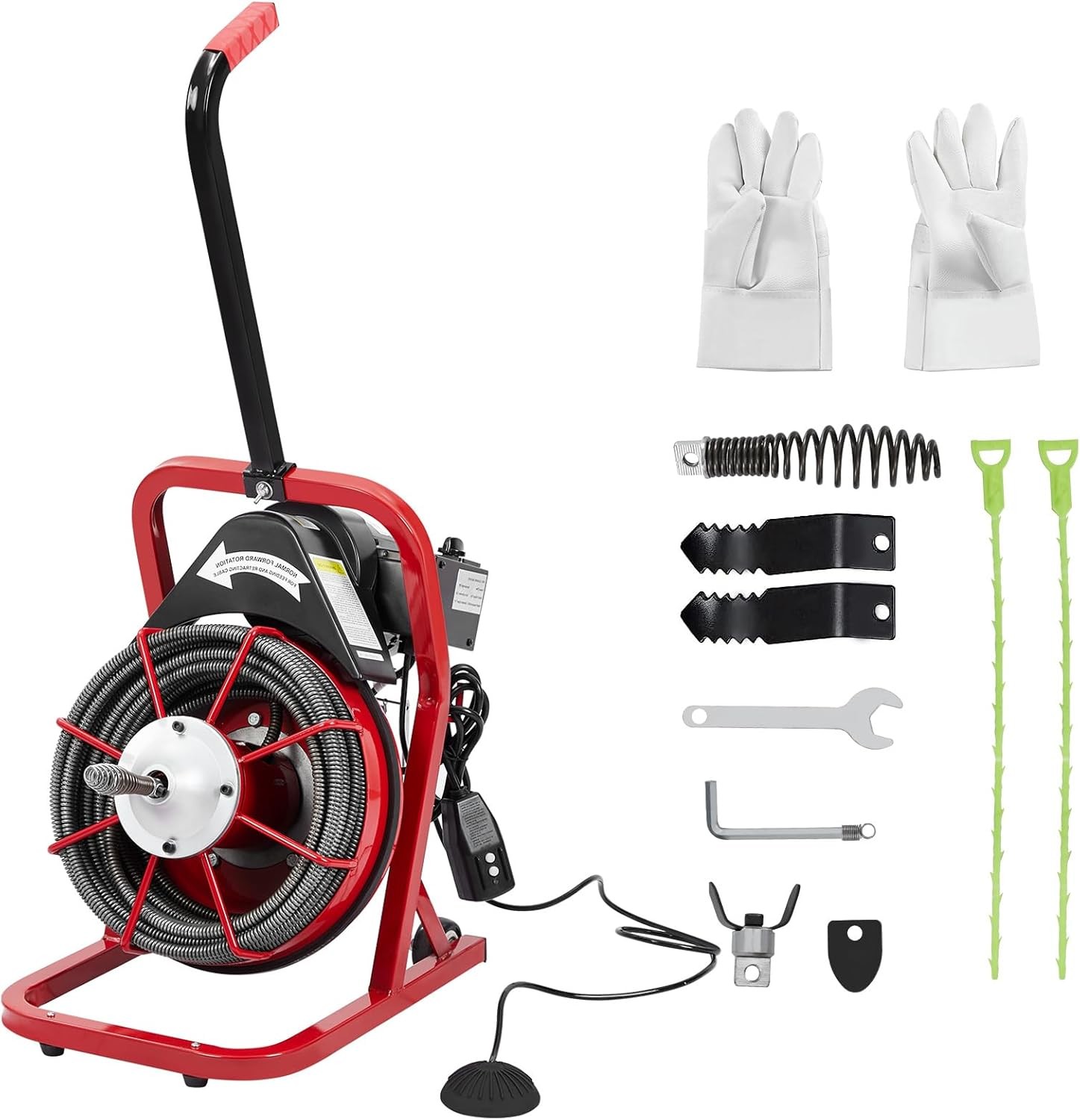 75Ft x1/2In Drain Cleaner Electric Sewer Snake Cleaning Machine Auger Auto Feed