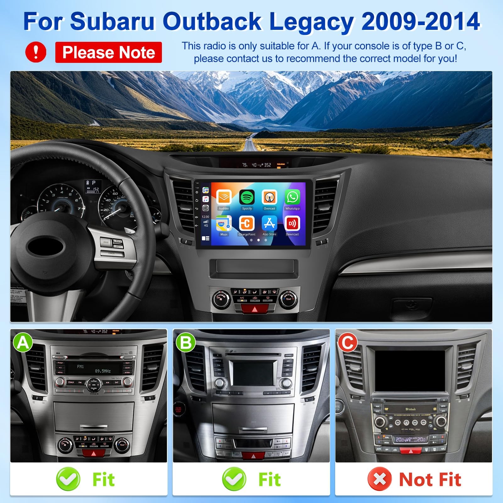 4+64GB Android 14 9Inch Car Stereo for Legacy 2009-2014 Carplay Android Auto