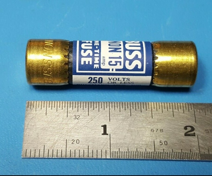 Fuse, NON-15, Bussmann, One Time Fuses, For 250V AC or Less, 15 A