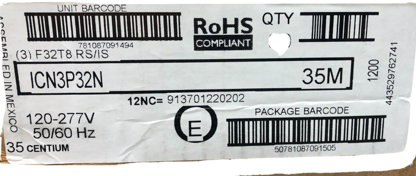 x10 ICN-3P32-N PHILIPS ADVANCE CENTRIUM IntelliVolt 120V-277V Electronic Ballast