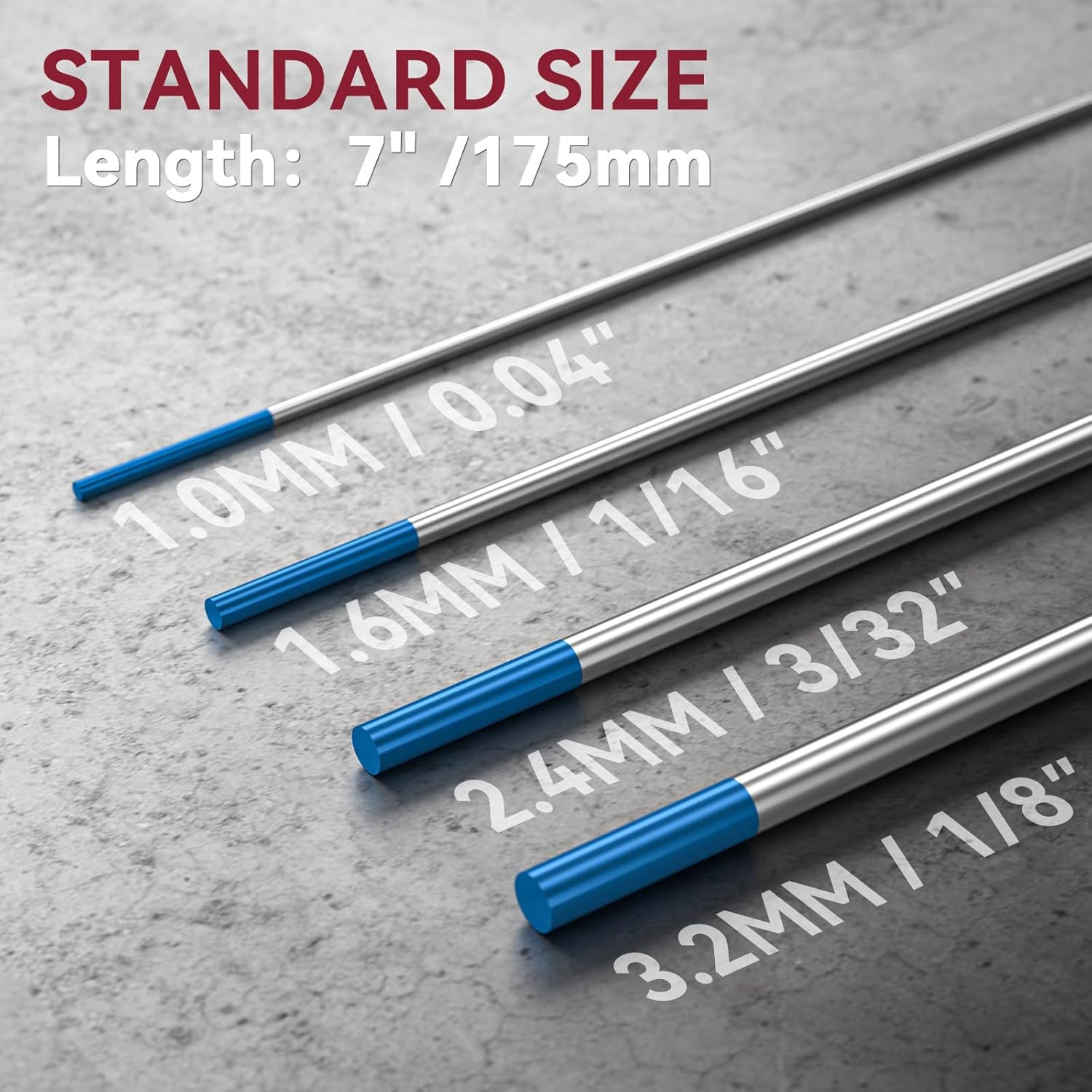 2% Lanthanated TIG Welding Tungsten Electrodes 1/16″ Blue EWLa-2 Length 7″ 10-PK