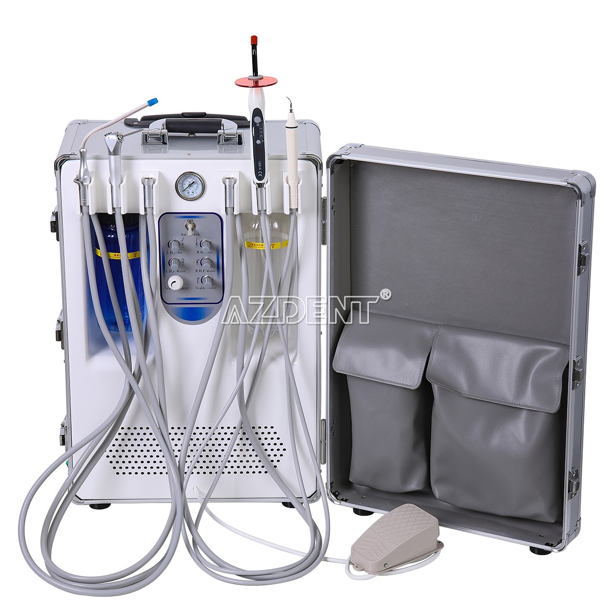 Portable Dental Delivery Unit Cart Built in Air Compressor Curing light scaler