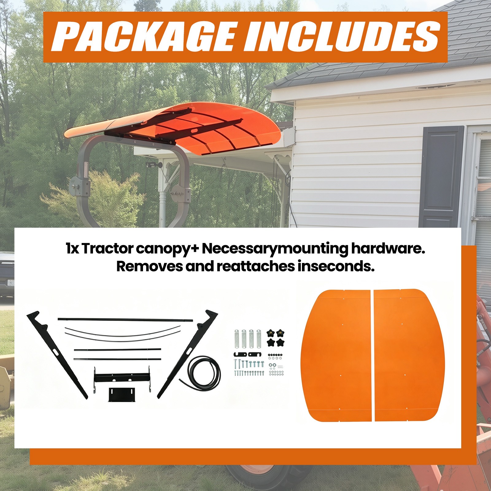 Tractor Canopy For Tractors Mowers ROPS Replace for Tuff Top 52″x52″ Orange
