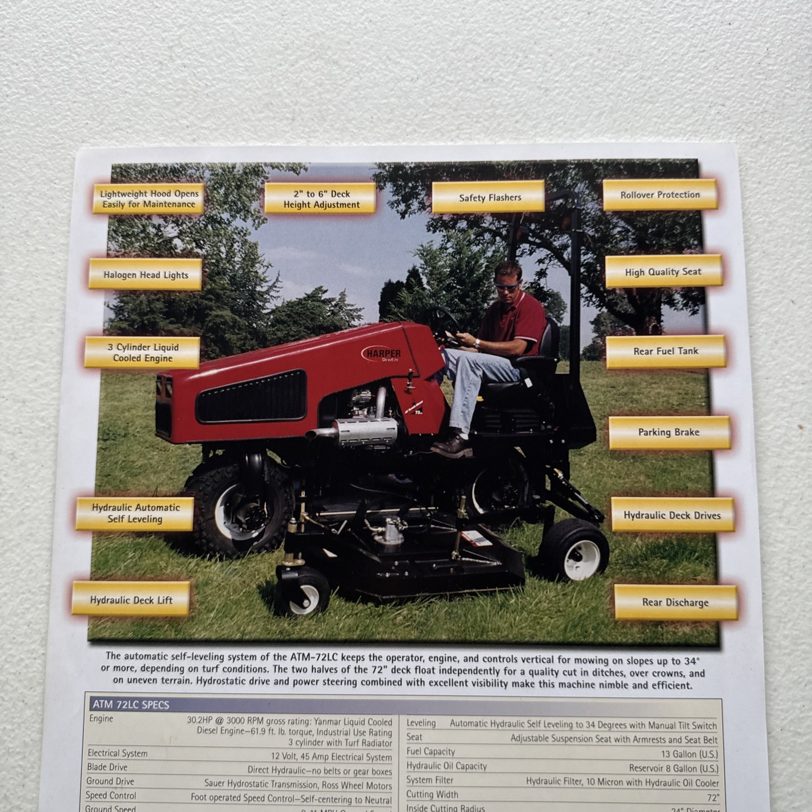 DewEze All Terrain Mower Model ATM-72LC Specification Sheet