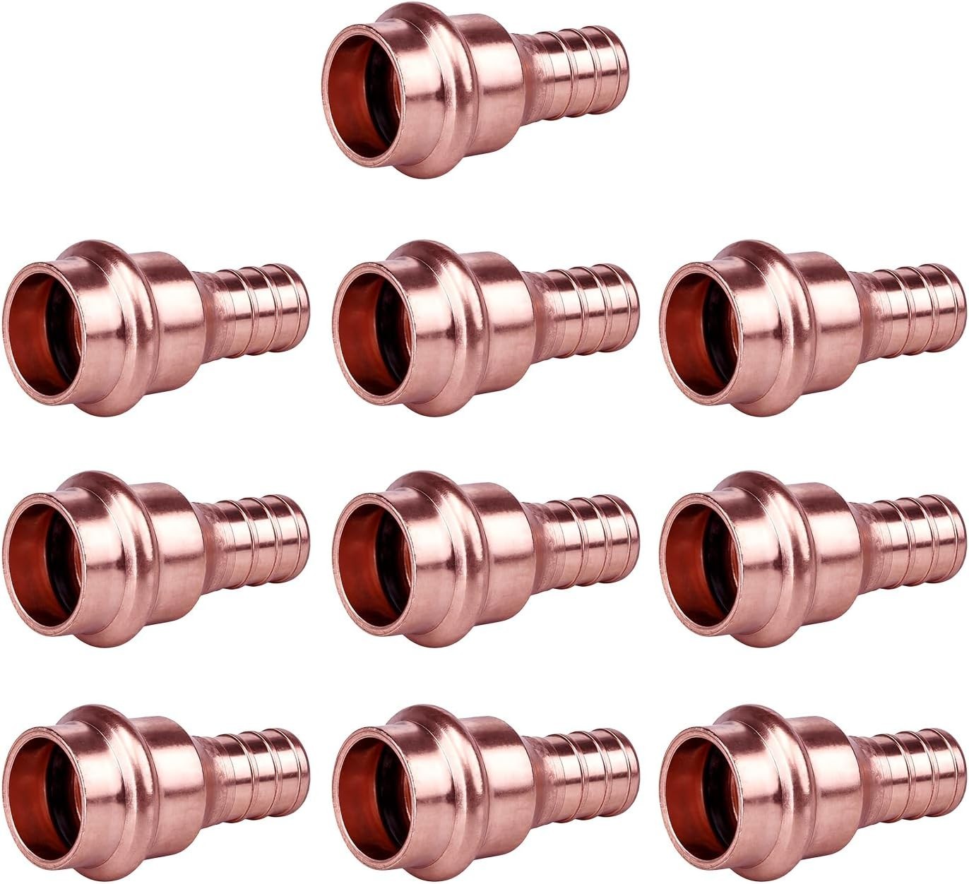 Copper Press Fittings Crimp Coupling Adapter, 10-Pcs 1/2 Press x 1/2 PEX inch…