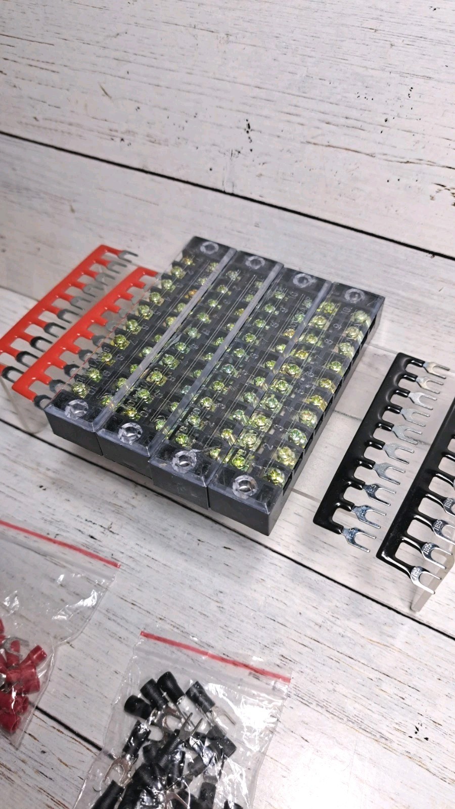 4 Pcs Dual Row Terminal Block, 600V 15A 10 Positions Screw Terminal Block…