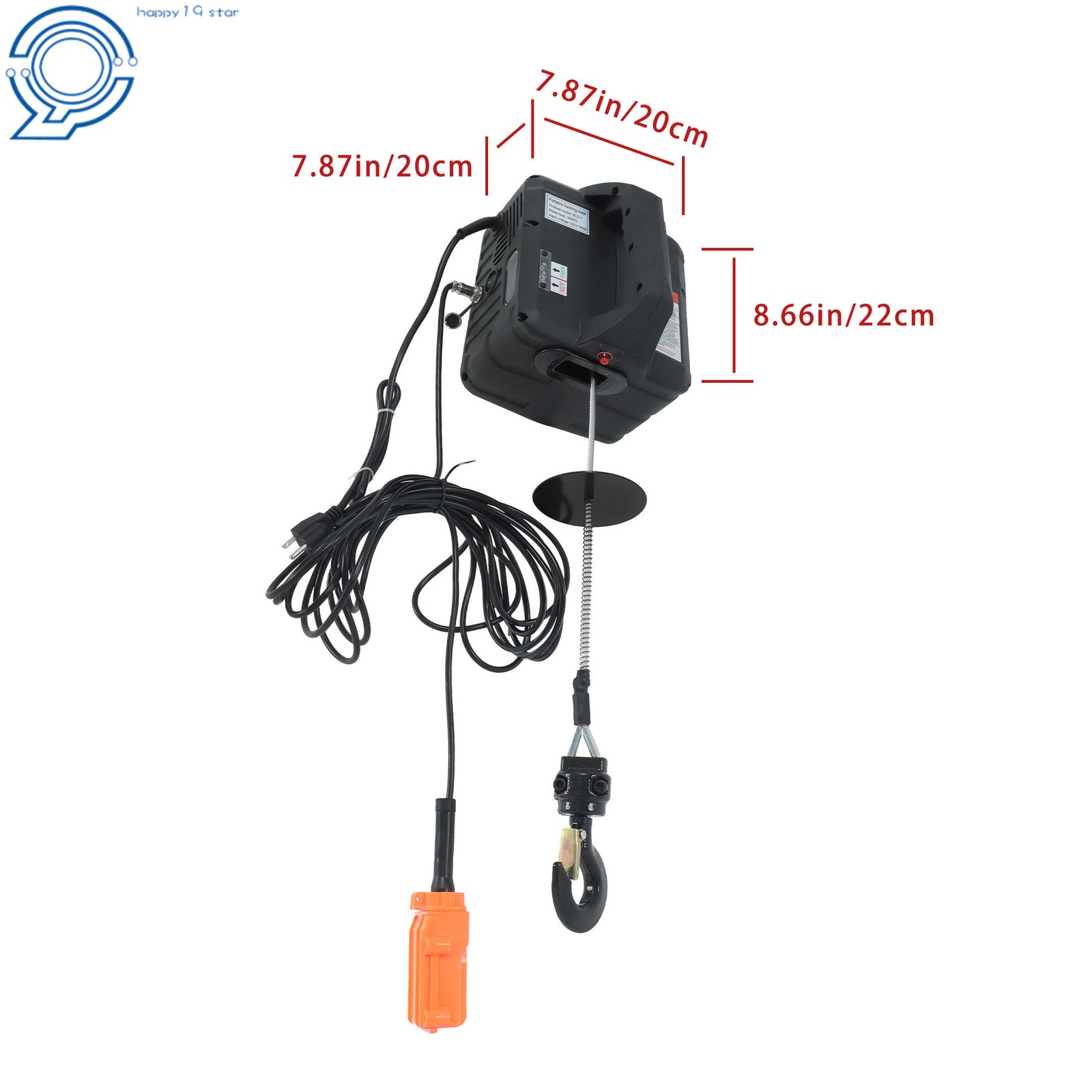 3in1 1100Lbs Electric Hoist Winch Crane Wired and Wireless Remote Control