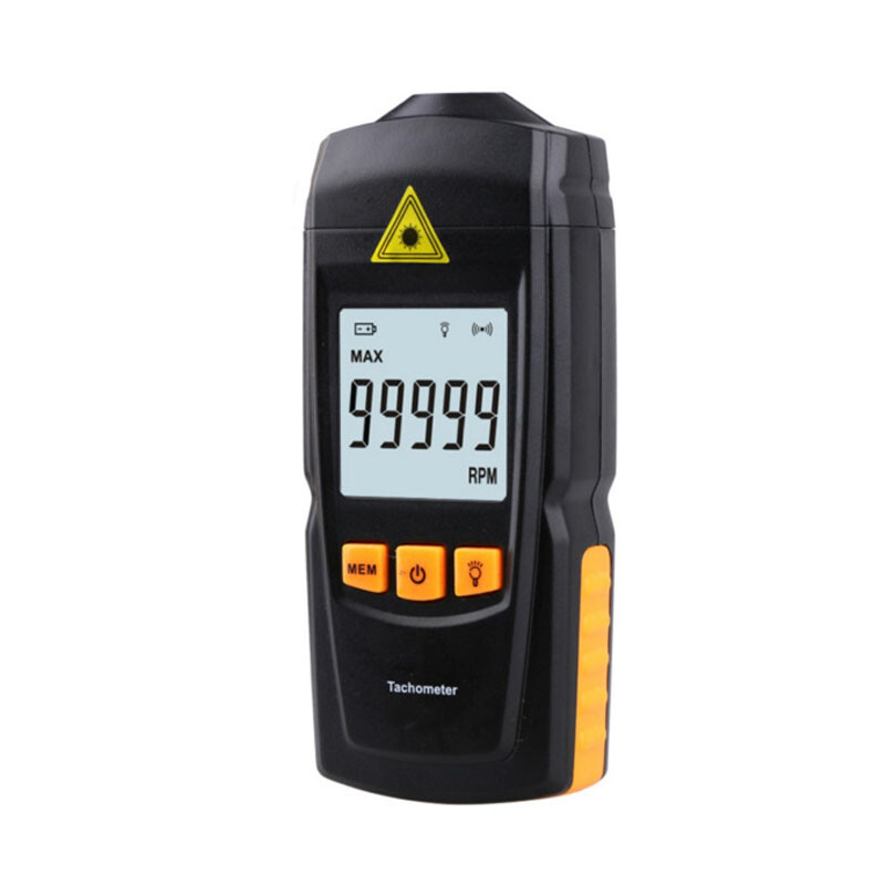 Digital Laser Tachometer Auto Range RPM Tach Meter Non-Contact LCD Backlit Gauge