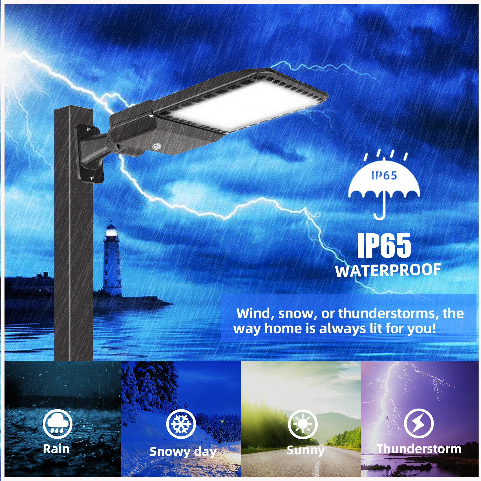 LED Parking Lot Lighting Shoebox Street Pole Light Dusk to Dawn 300W Arm Mount