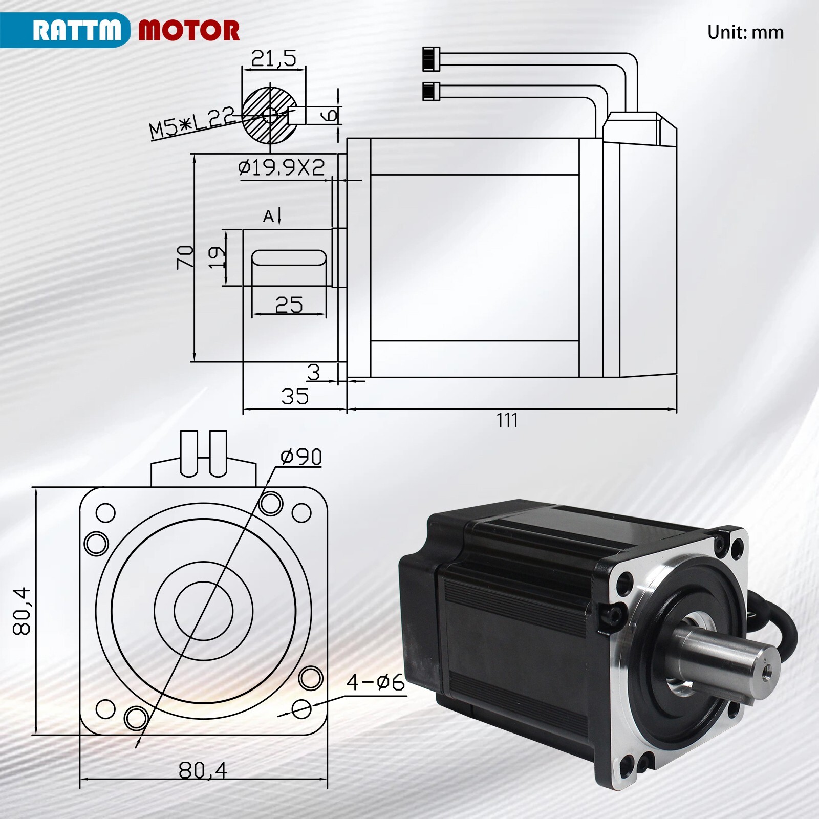 US SHIP】Servo Motor Kit 750W 110V Servo Motor without Brake+Driver Controller