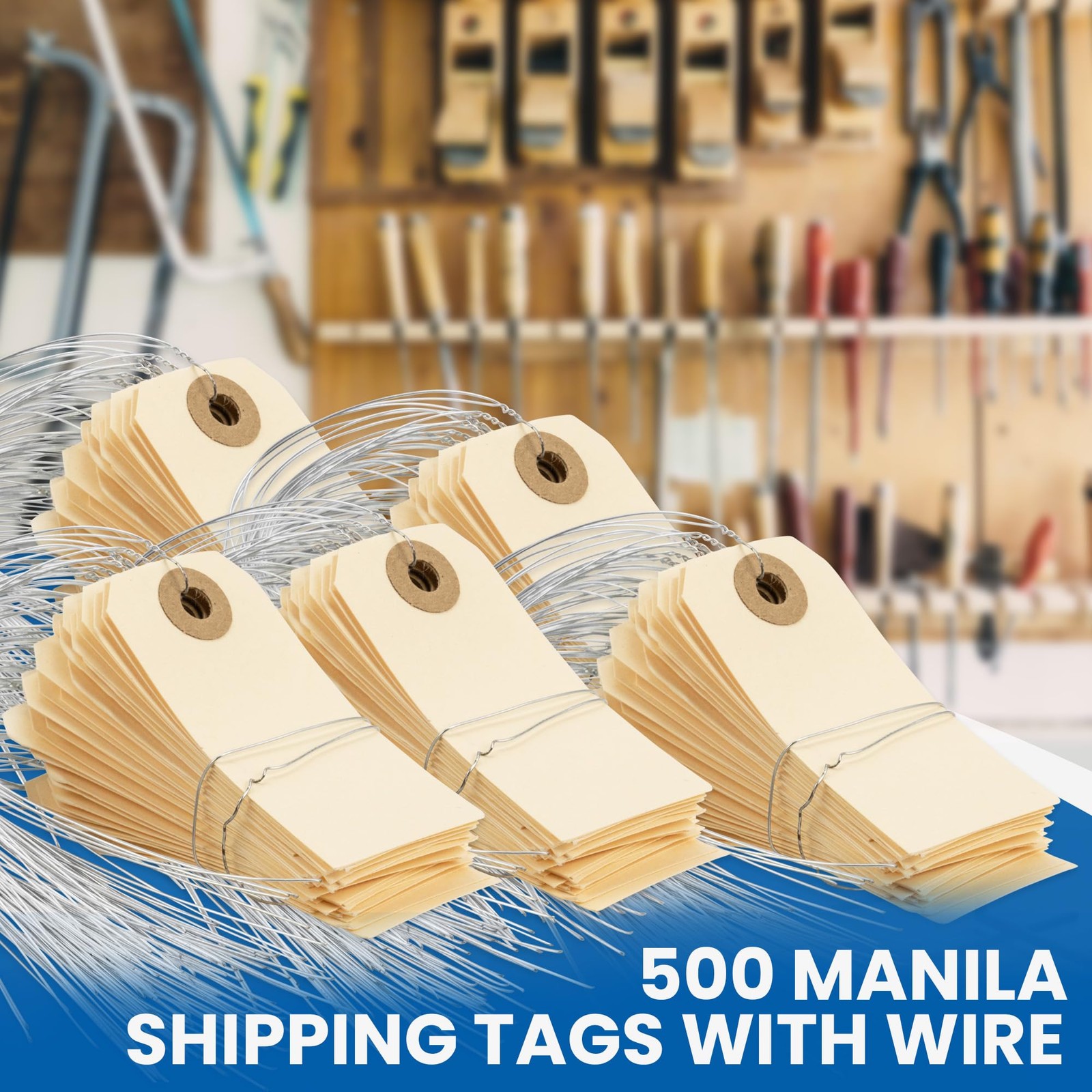 Manila Shipping Tags 500 PCS Size 1 2-3/4×1-3/8 Inch Elastic String Supply