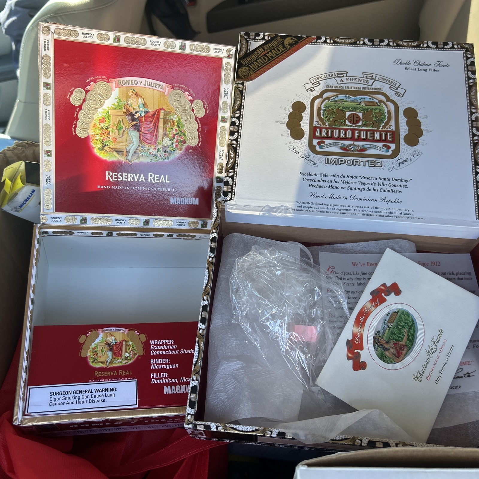 2 Arturo Wooden Cigar Box Empty Magnum & Arturo Fuente Dominican Republic