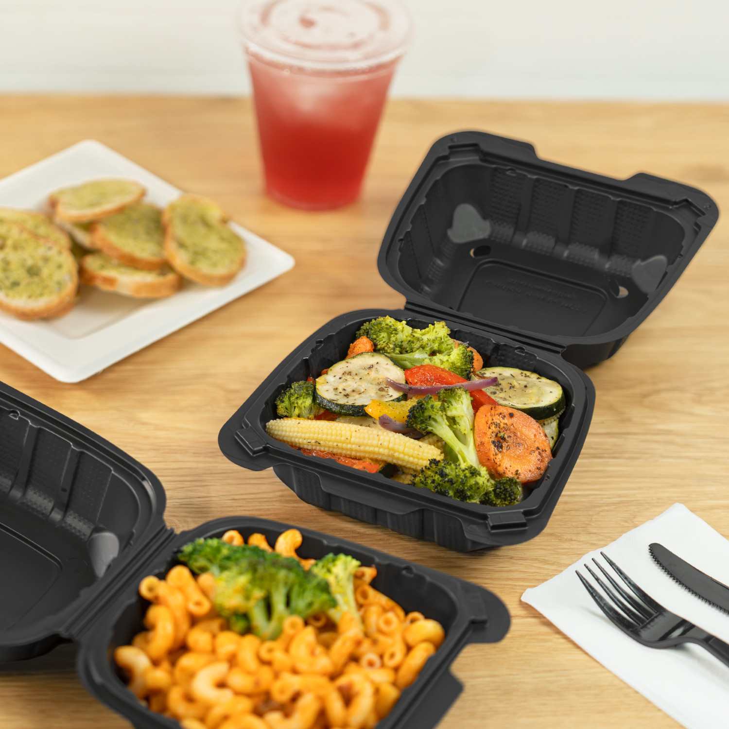 Karat Earth 6″x6″ Mineral Filled PP Hinged Container(1 compartment) Microwavable