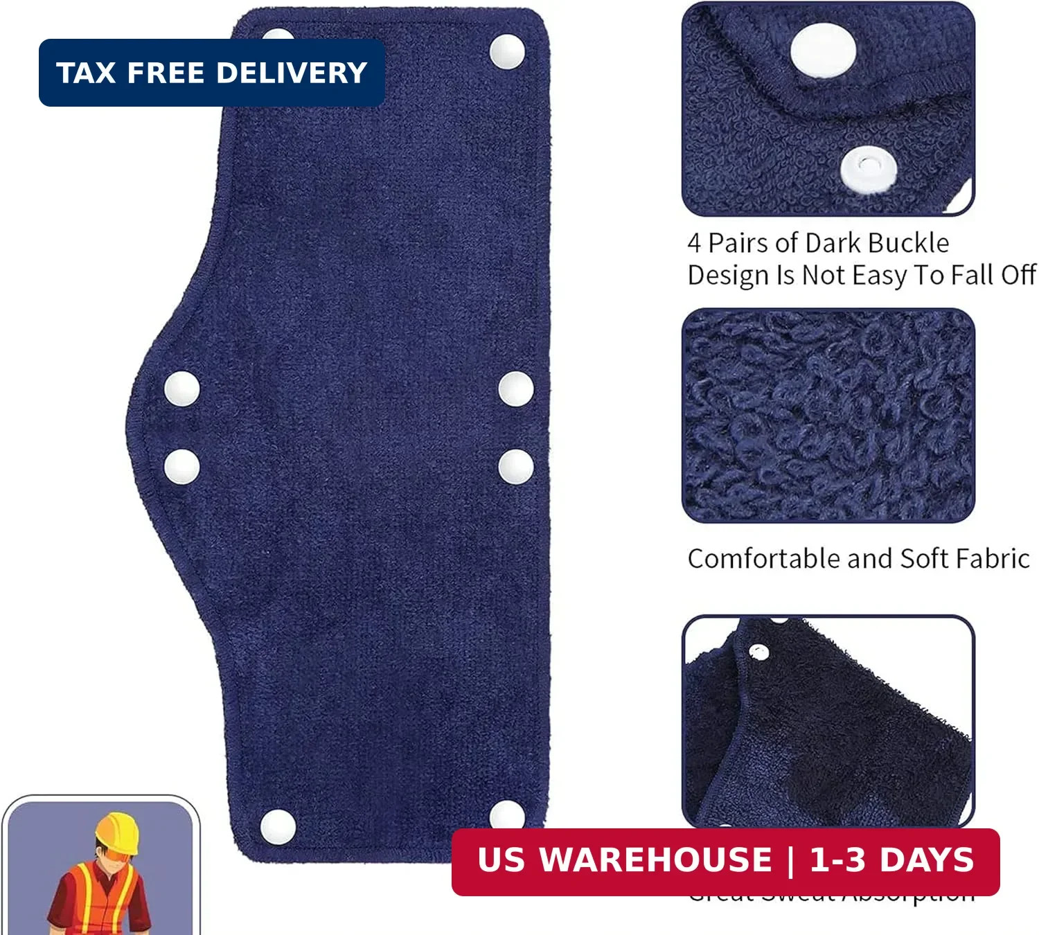 Products Hard Hat Sweatband, 6-Pack Snap-On Liner, 100% Cotton, Washable, Sweat-