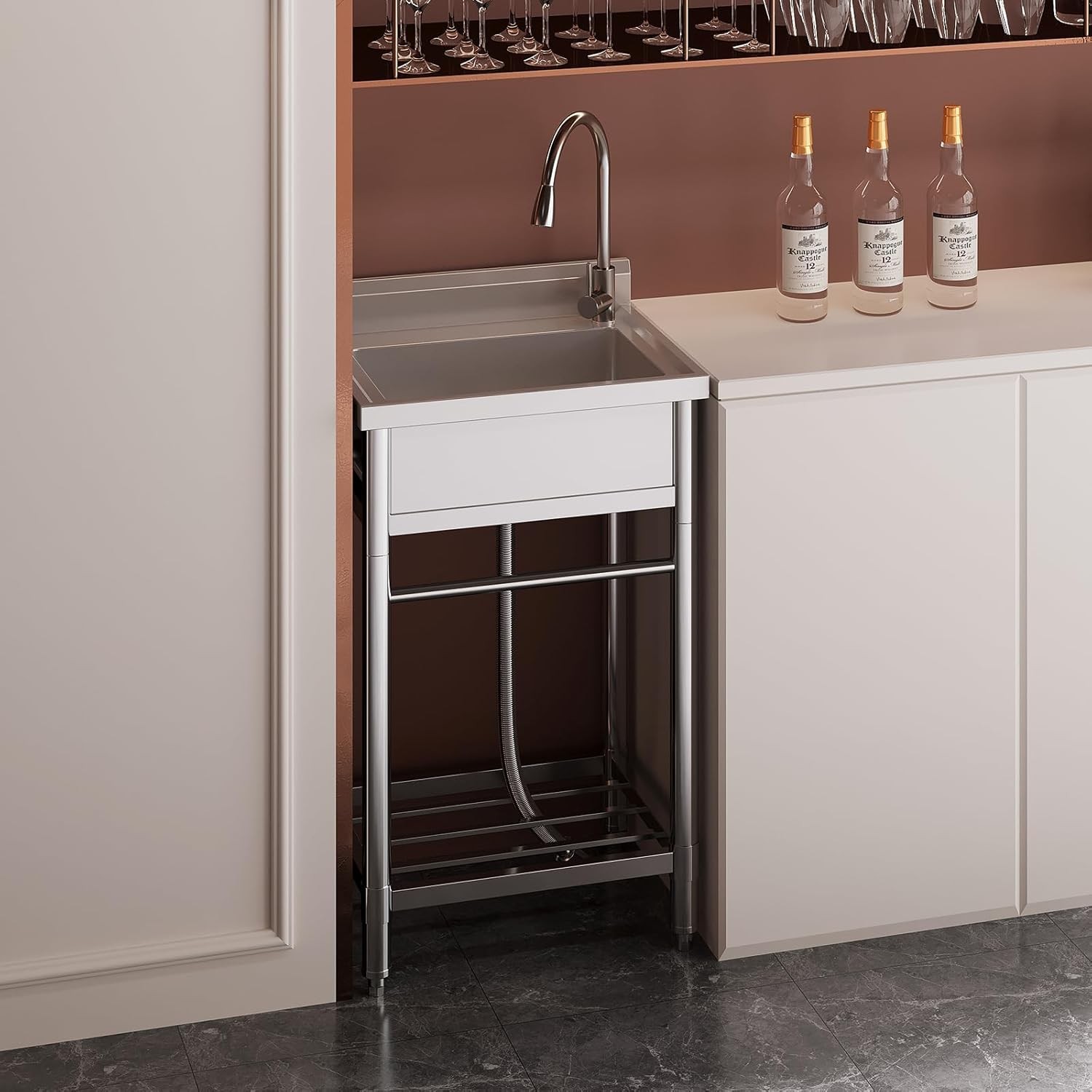 1 Compartment Commercial Sink Stainless Steel Utility Kitchen Prep Table Sink