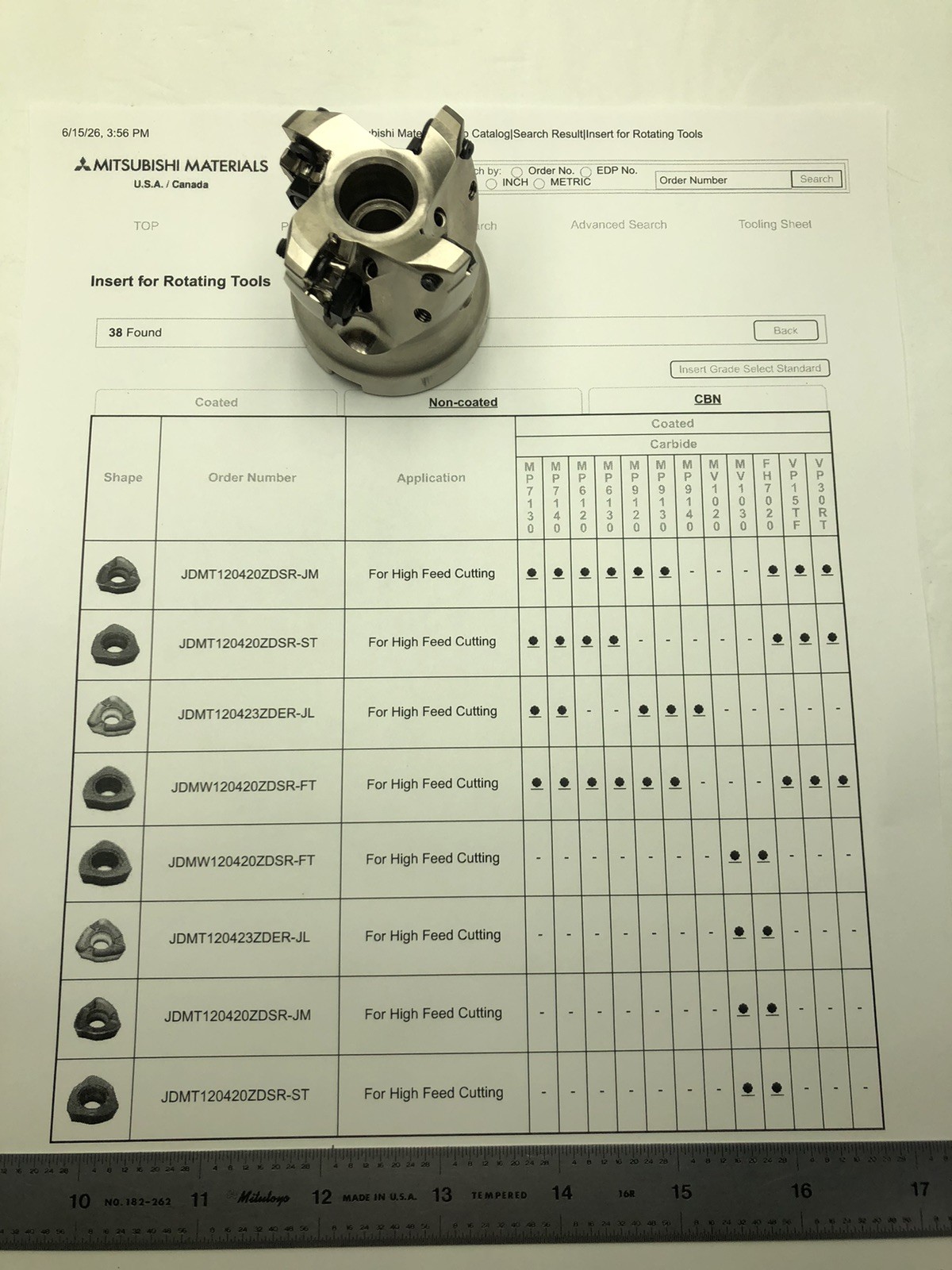 NEW MITSUBISHI AJXU12R0204 2» Face Cutter 0.75 Arbor EDP# 241189.See Photo’s.
