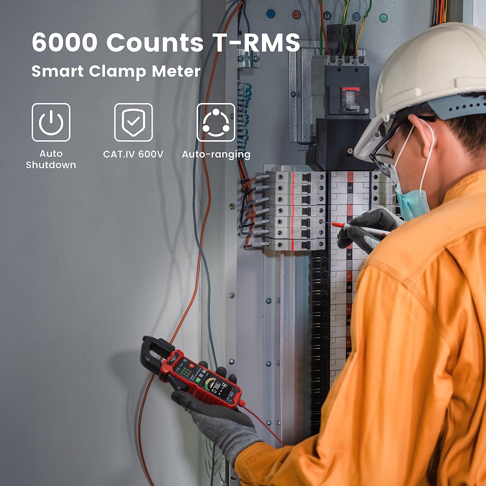 Smart Digital Clamp Meter with HD Screen, Inrush Current & Auto-Ranging