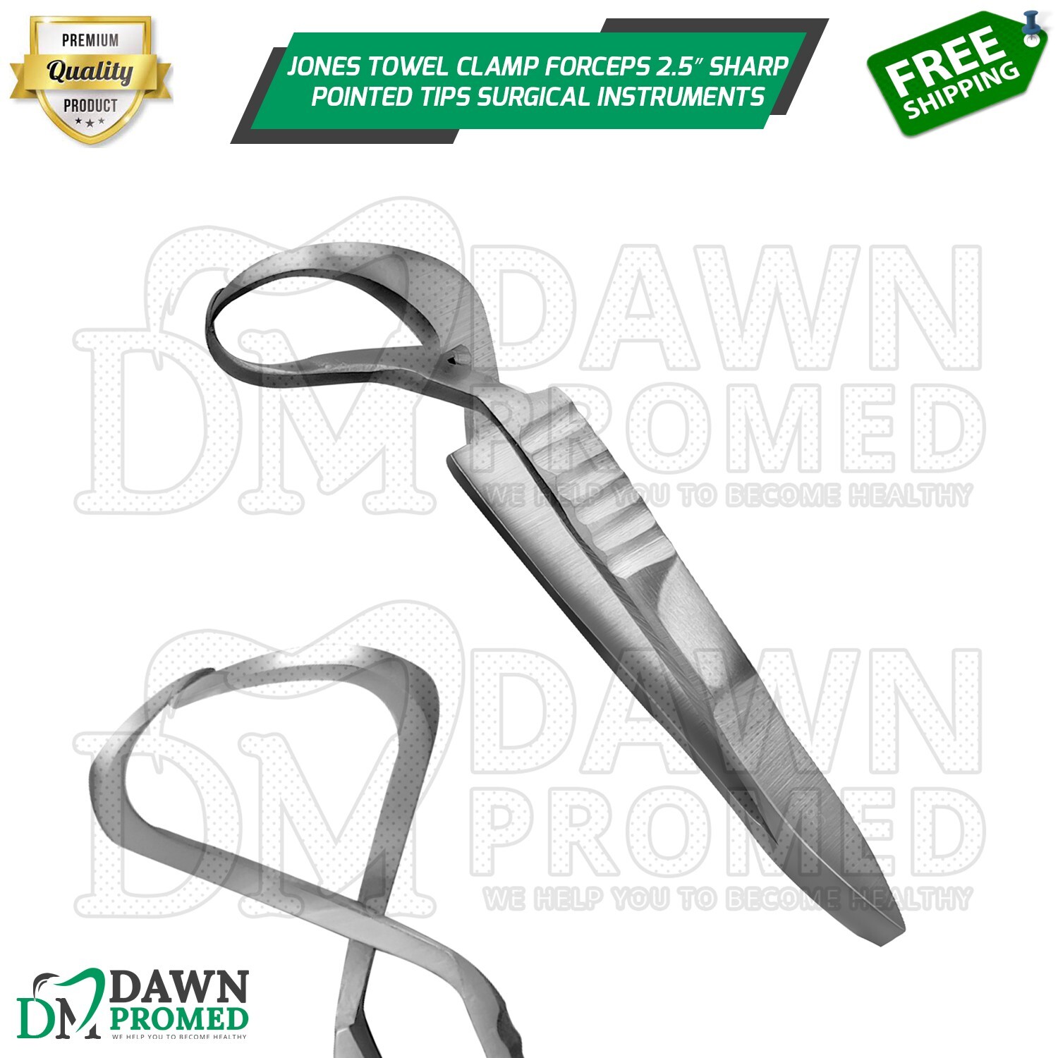 Jones Towel Clamp Forceps 2.5″ Sharp Pointed Tips Veterinary Surgical Instrument