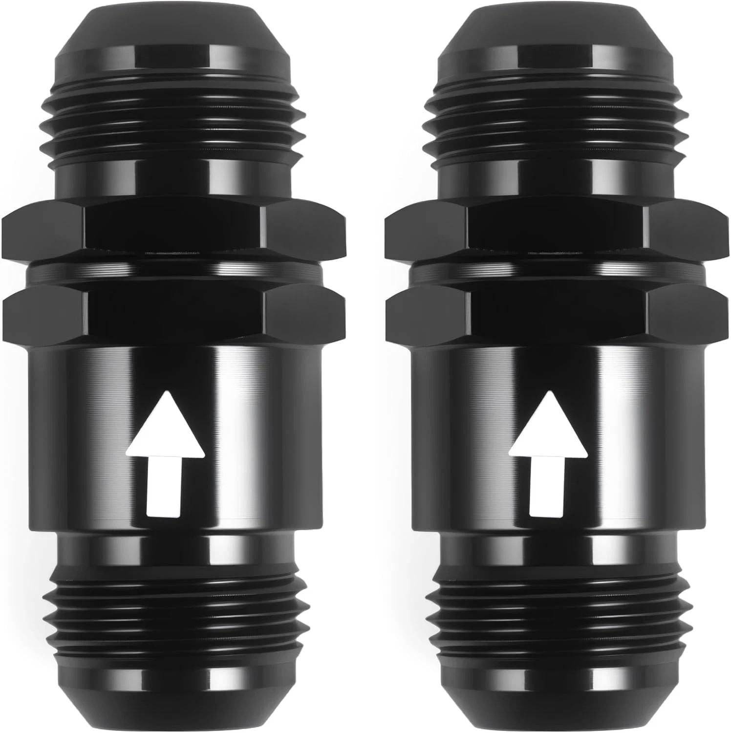 AN10 One Way Check Valve Inline Fitting Aluminum Black 2PCS Fuel Oil