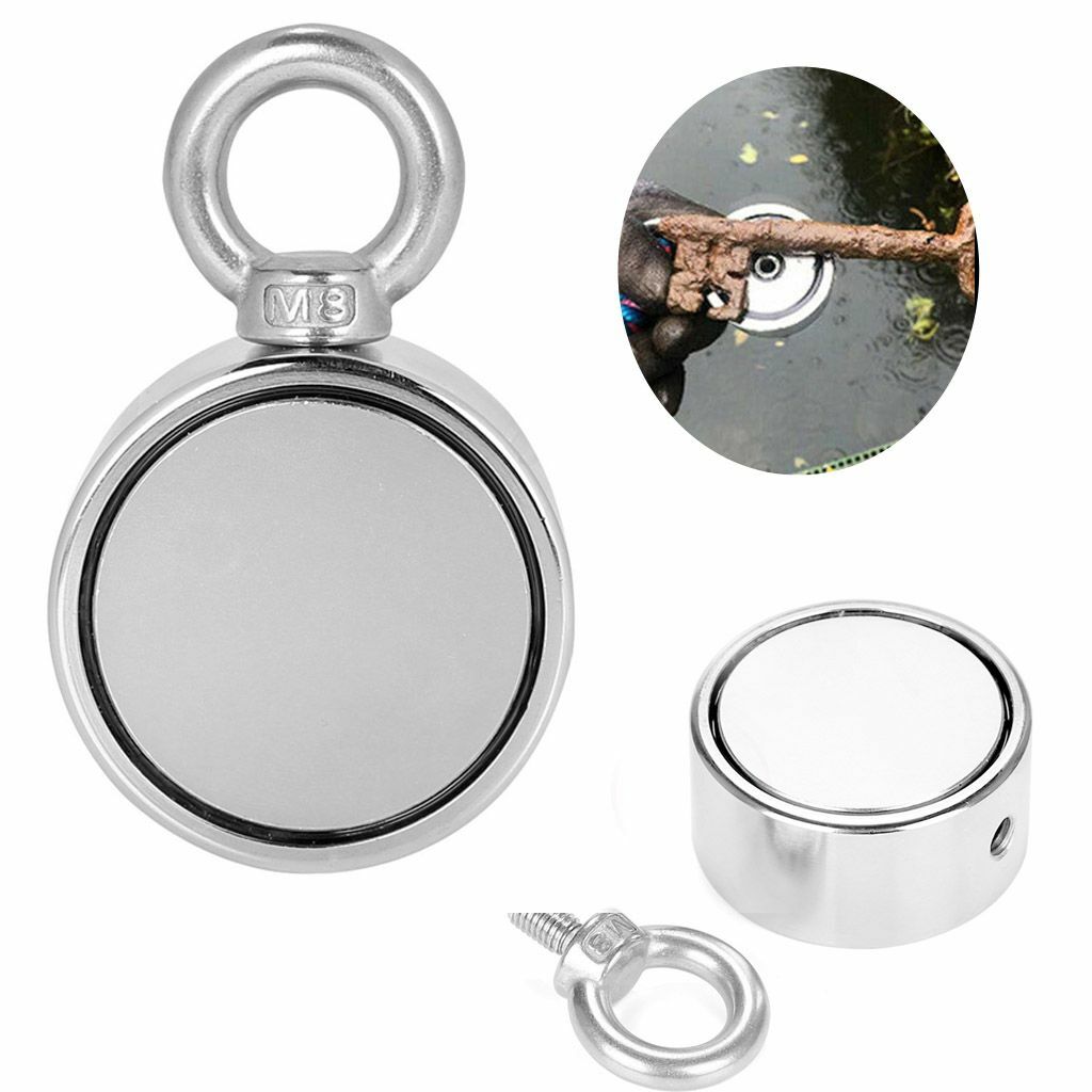 500LBS Round Double Sided Super Strong Neodymium Fishing Magnets with Rope Pull
