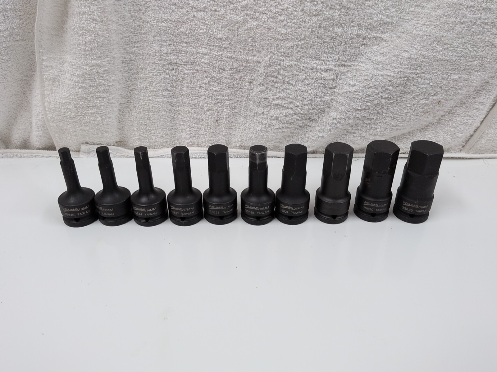 10 pcs Williams 3/4″Dr Impact Hex Bit Sockets 10,12,14,17,21,19,24,27,30,32MM