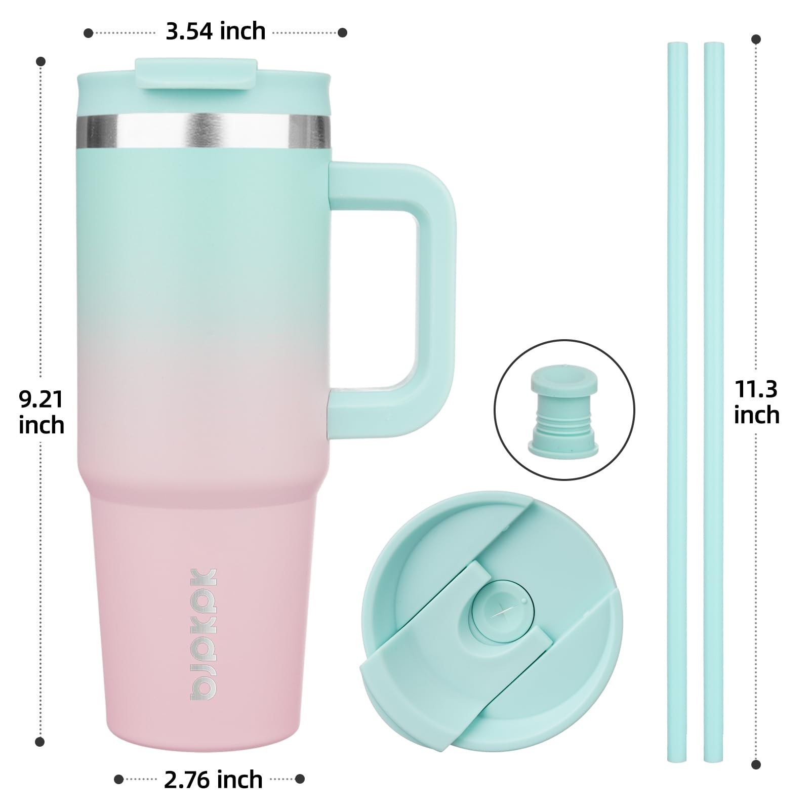 BJPKPK 30 oz Stainless Steel Tumbler With Handle 30 Ounces, Bubble Gum