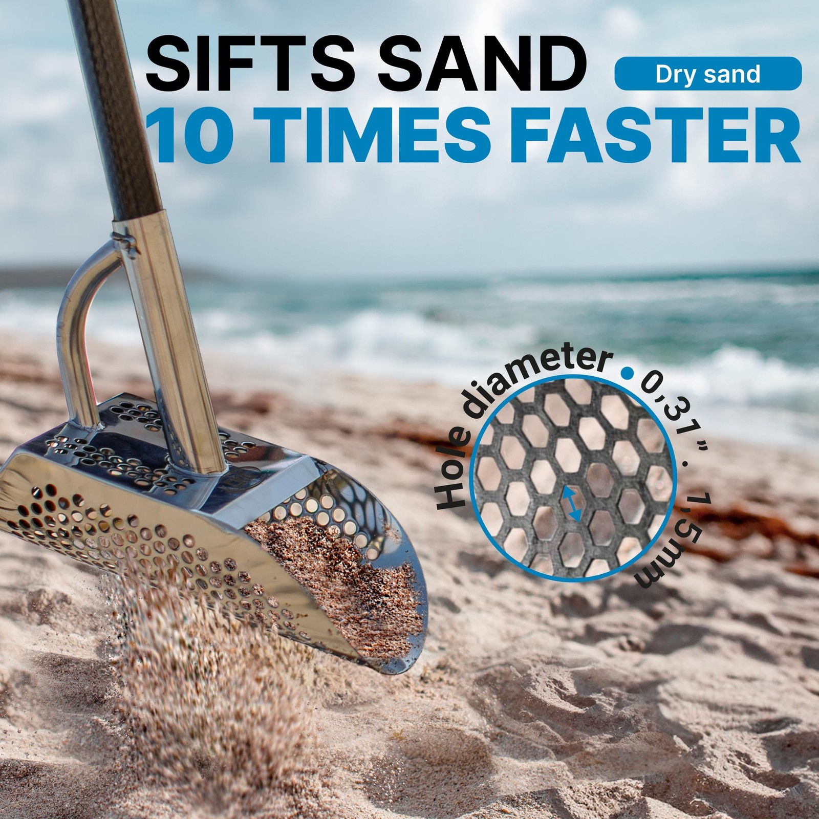 CKG Sand Scoop Metal Detector Shovel Stainless Steel for Beach Treasure Hunti…
