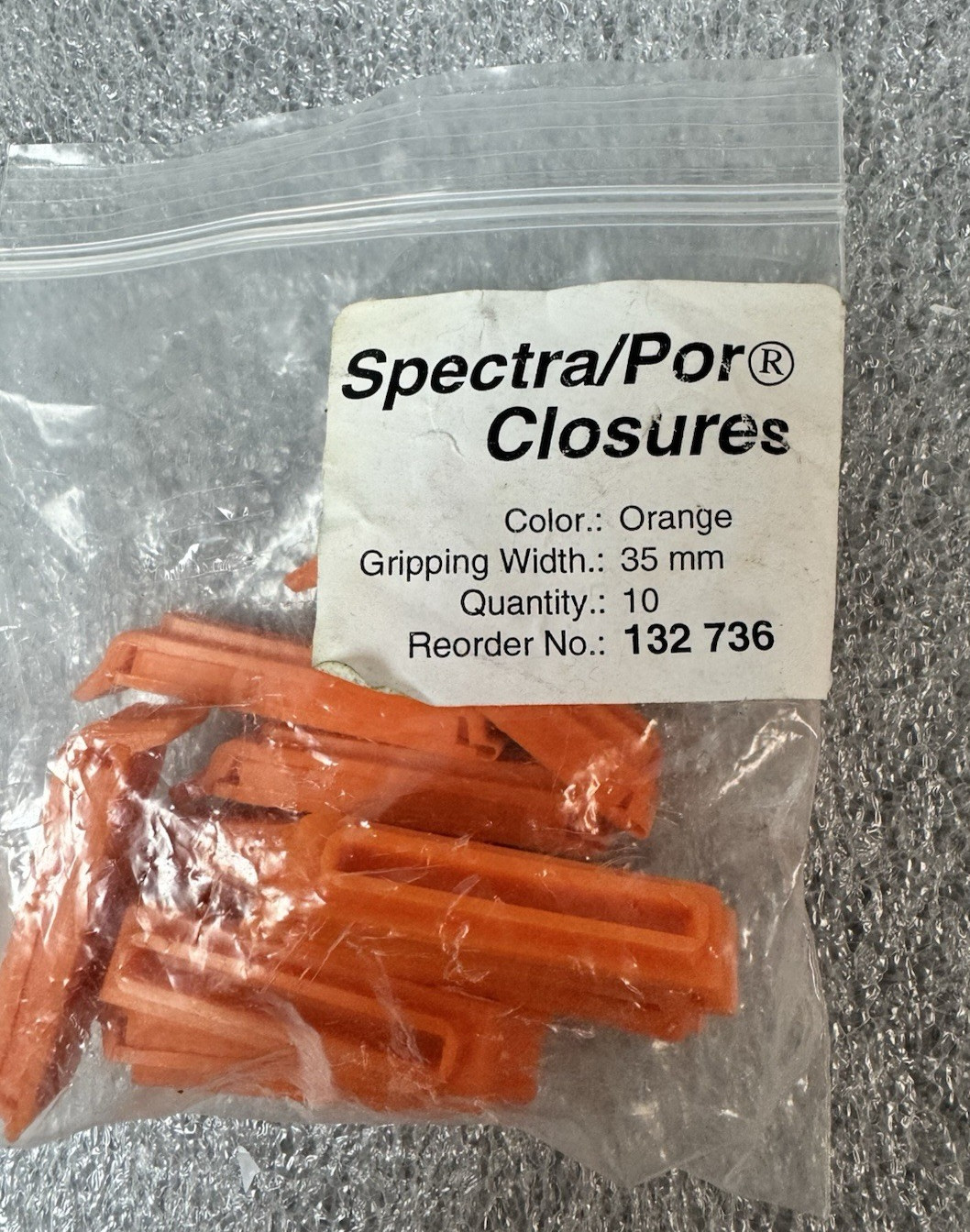 Spectra Por Cat No 132-736 Tubing Closure 35mm 10 PCS/PK