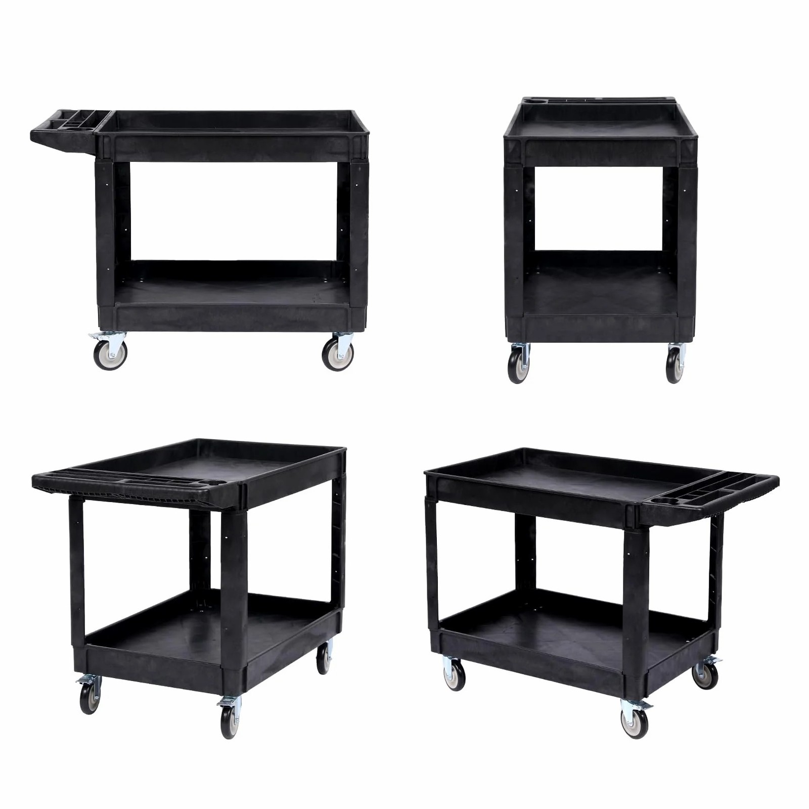 Garvee|Utility Cart|550Lbs|2-Tier|Swivel Wheels|Brakes|Warehouse Garage Use