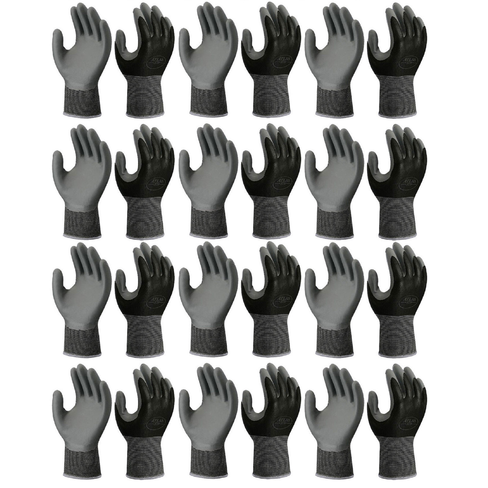 ATLAS FIT 370 SHOWA BLACK X-LARGE NITRILE GARDENING WORK GLOVES, 12-PAIRS