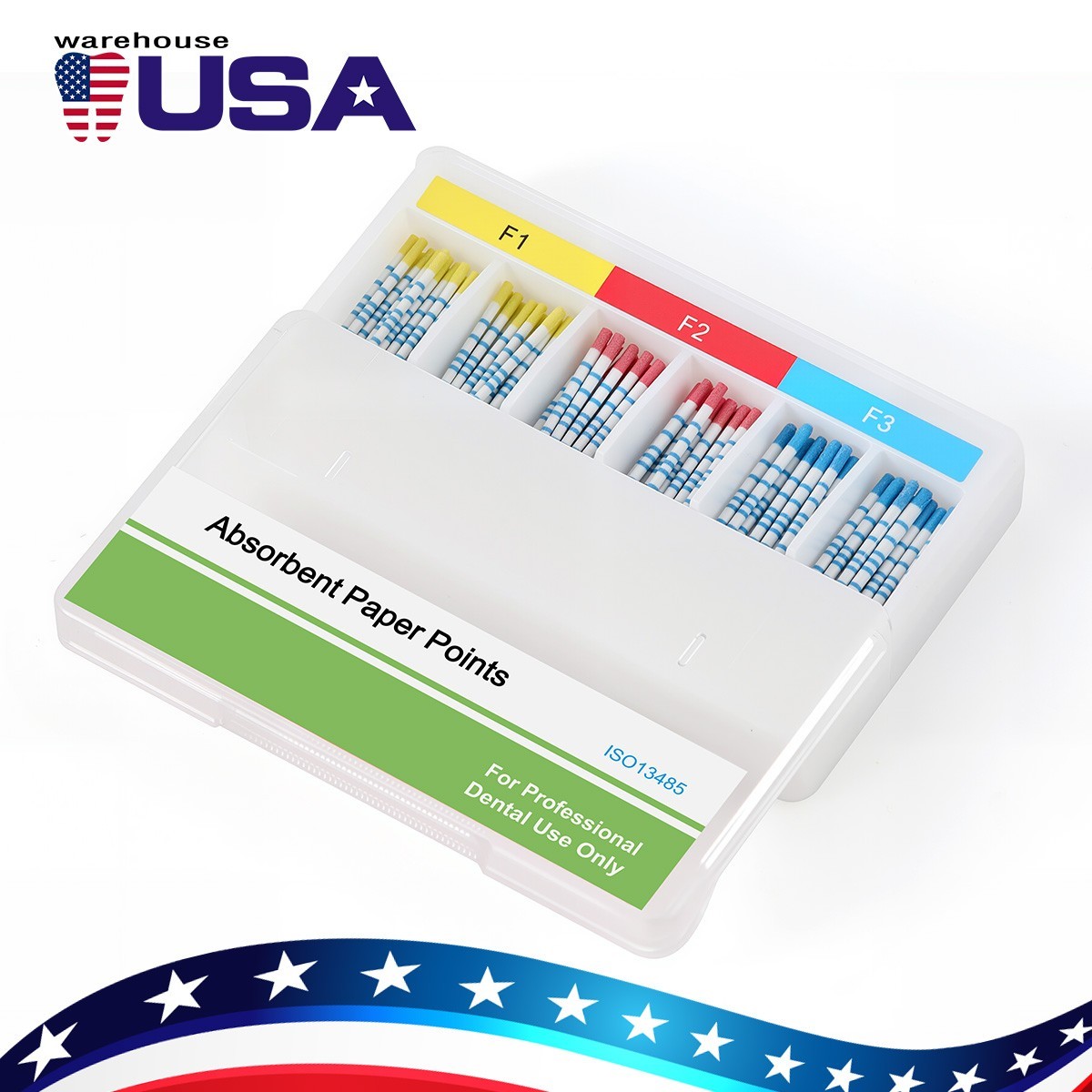 Dental Endodontic Absorbent Paper Points F1.F2.F3 with Scale Taper 100Pcs/Kit