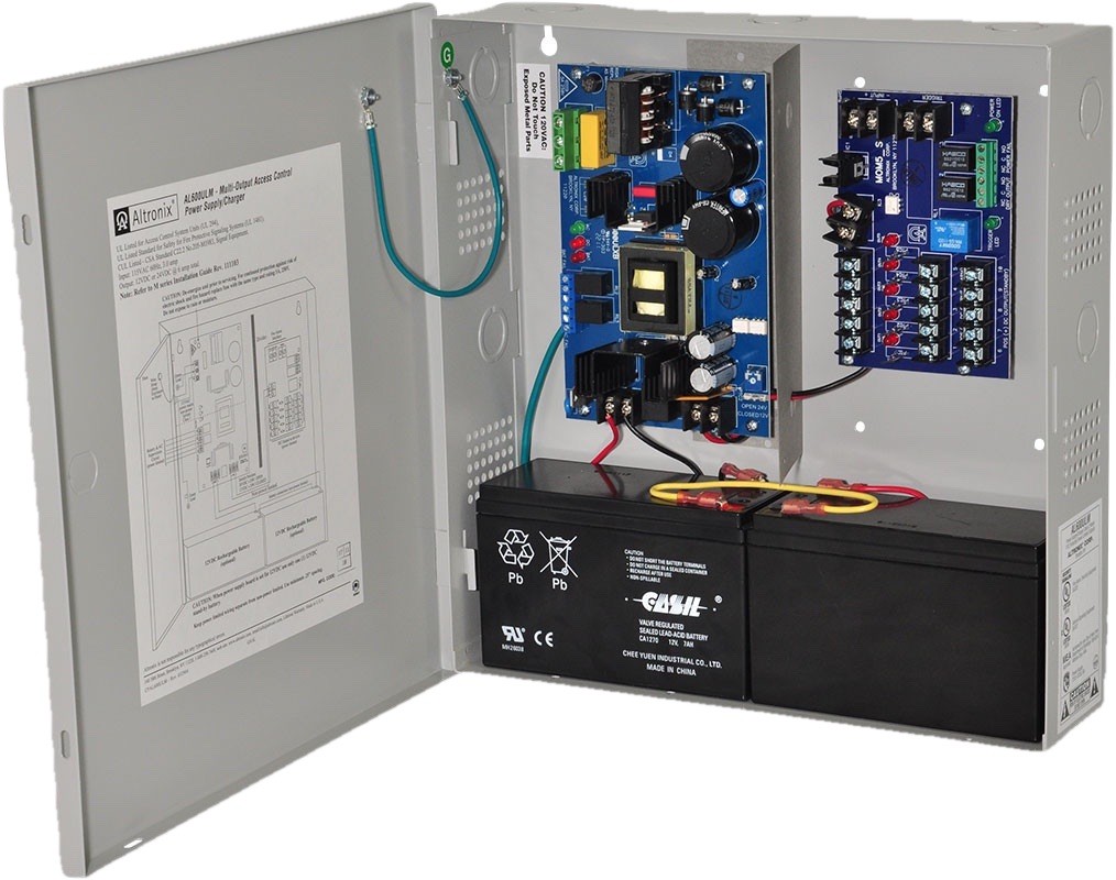 Altronix AL600ULM 12/24VDC 6A Enclosed Wall Mount Power Supply, Battery Backup