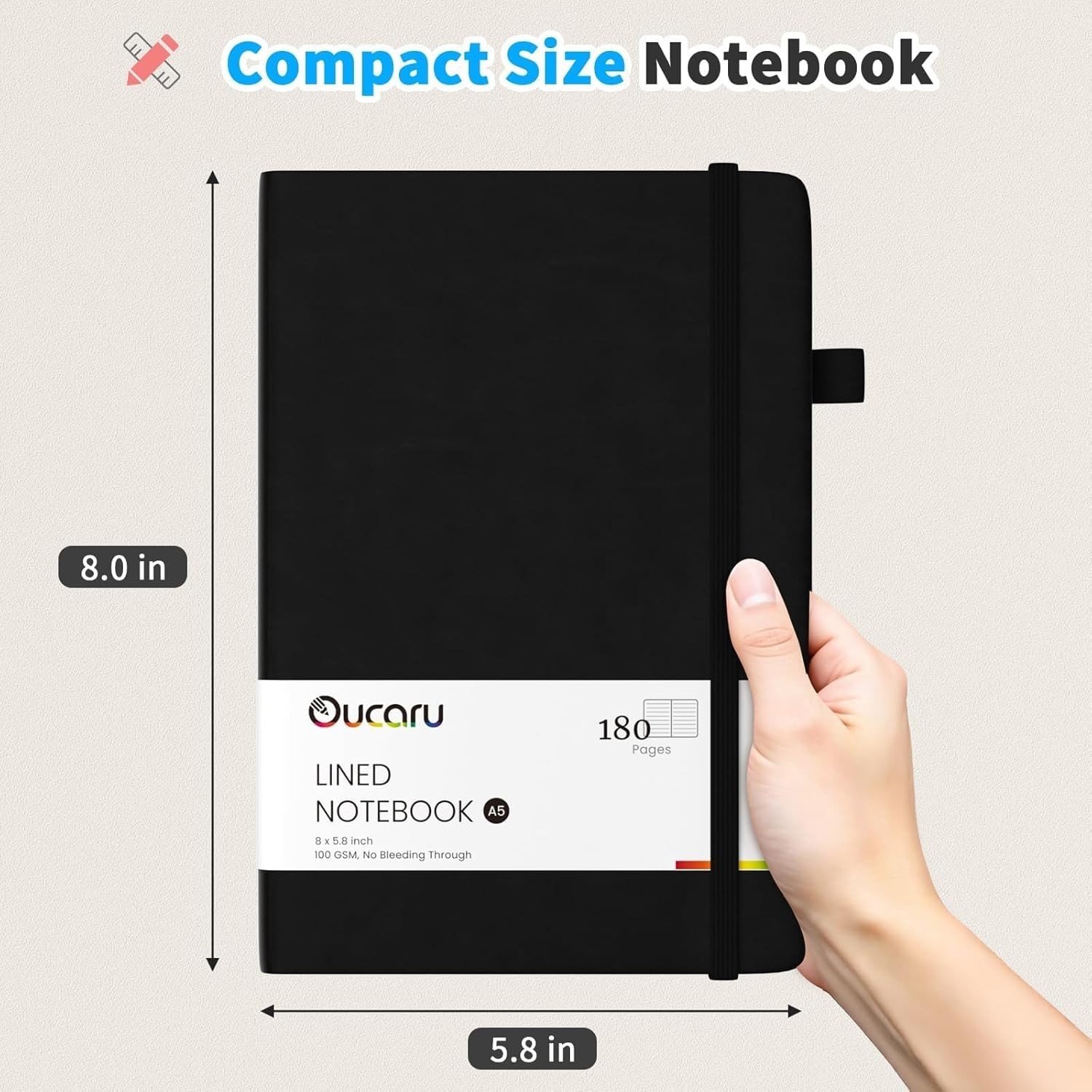 Lined Journal Notebook, 2 Pack, 180 Pages, A5 Journals for Writing, 100 GSM Thic