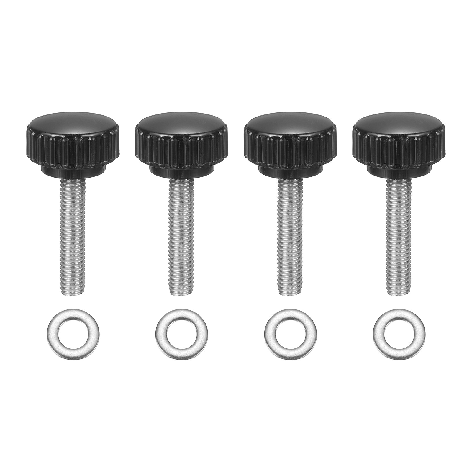 4Pcs Knurled Clamping Knobs, M6 x 30mm 22mm Width Handle Bolts Grip with Washers