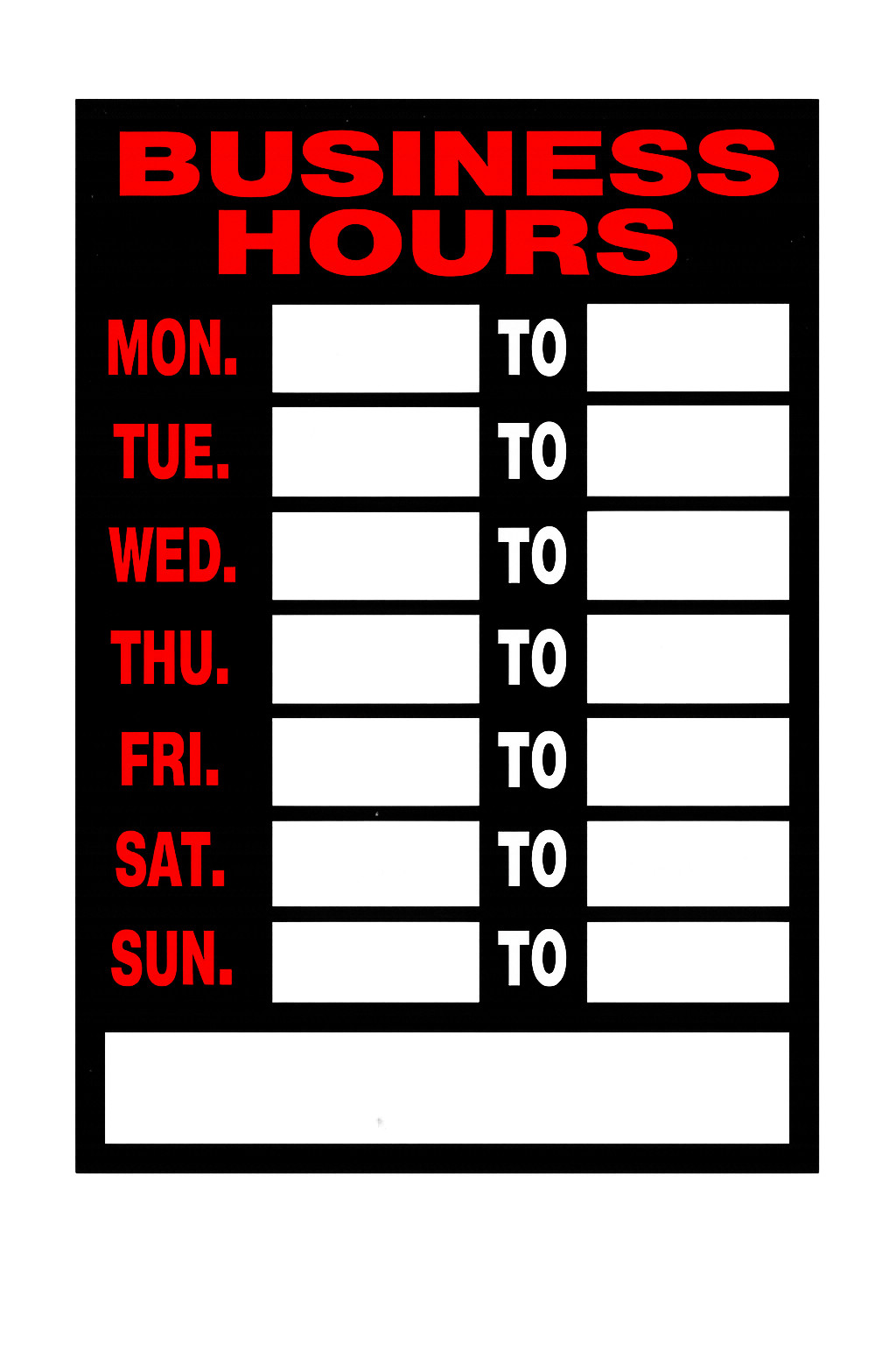 Hillman Business Hours Sign 12 x 8 in Plastic Store Sign