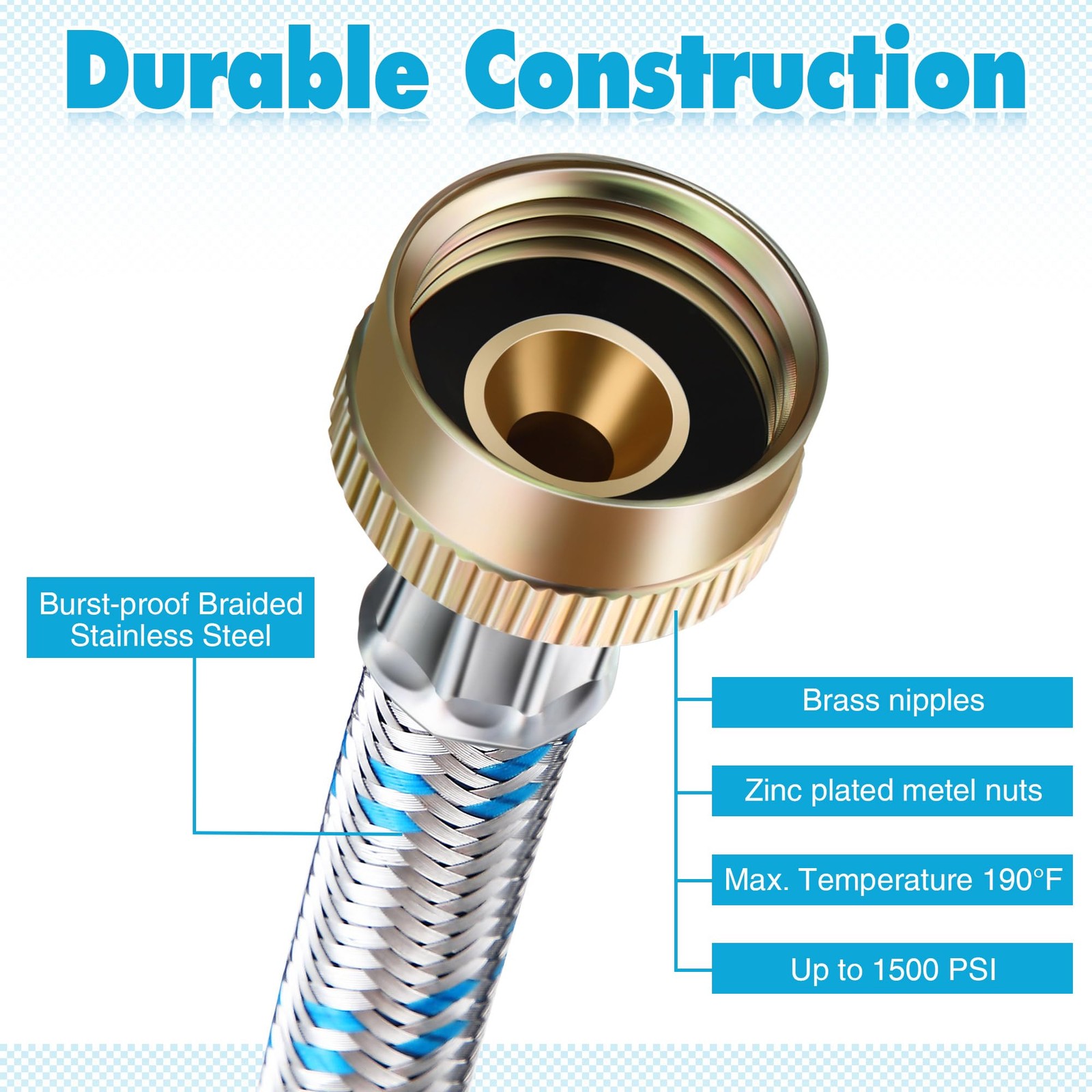 Dreyoo Hose Y Connector, 1 Ft Washing Machine Y as the picture shown