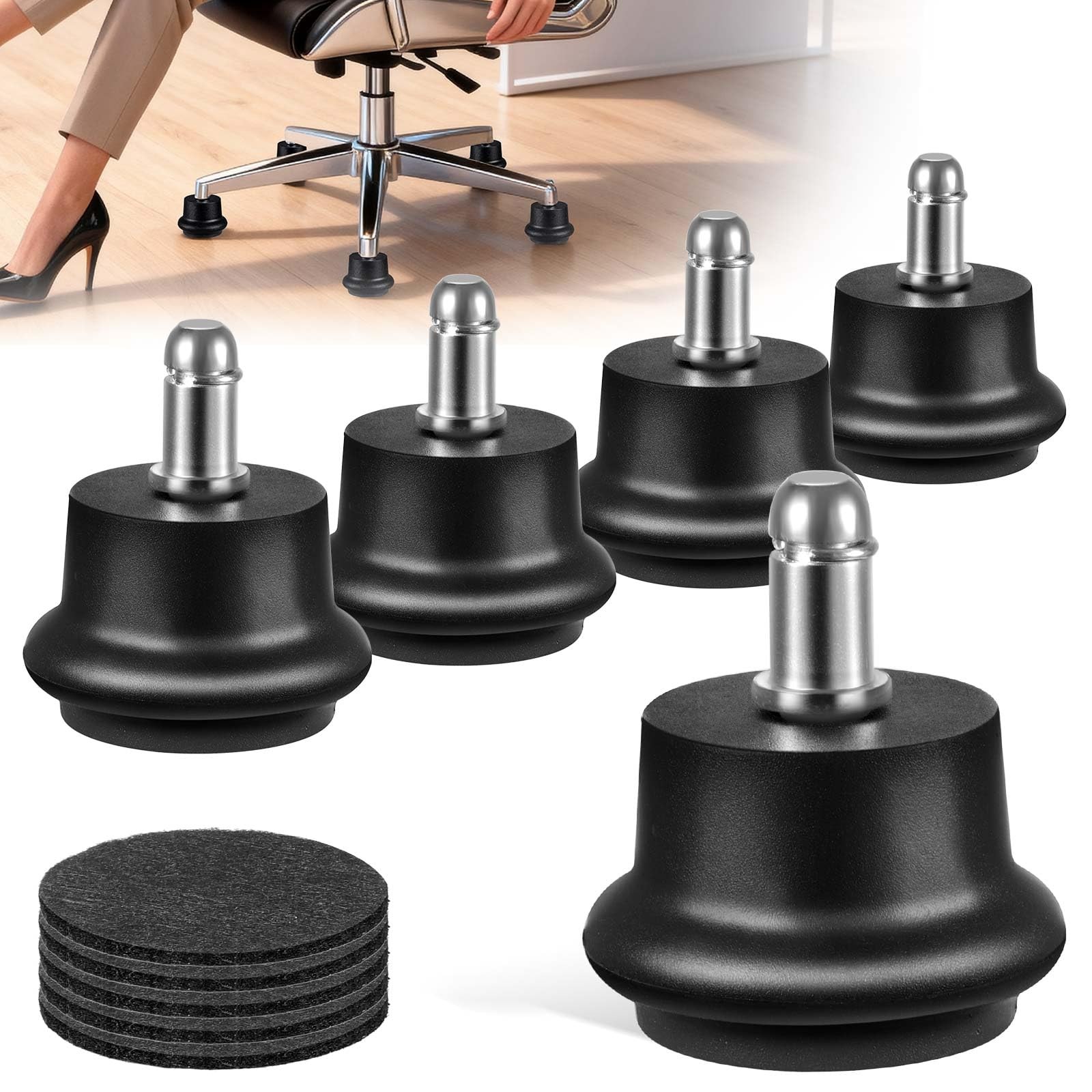 Bell Glides for Office Chair Legs Replace Wheels with Fixed Stationary Castor…