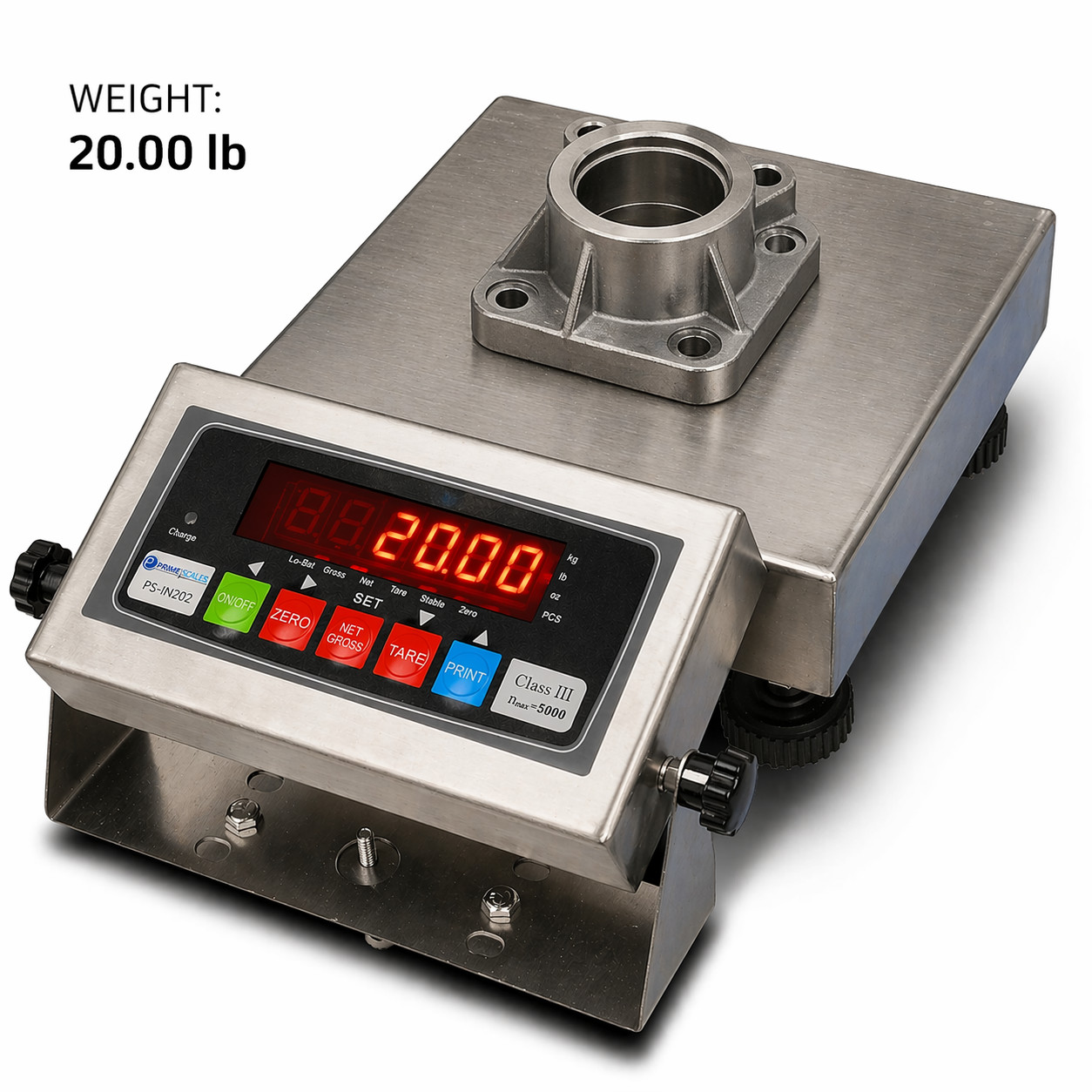 Prime Scales 9″x9″ Bench Scale 20lb x 0.005 lb Stainless Steel Washdown NEW