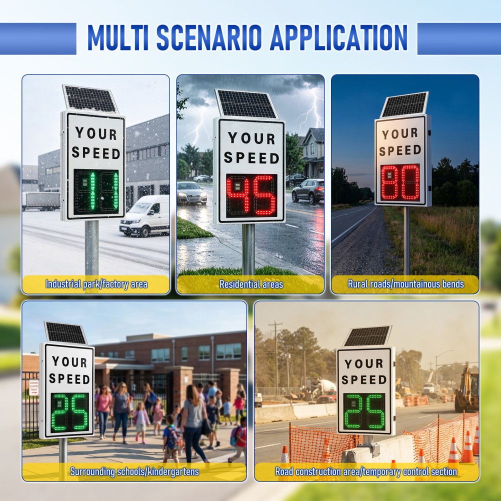 Solar Powered Radar Speed Sign 90*60cm Wireless Speed Display Waterproof IP65