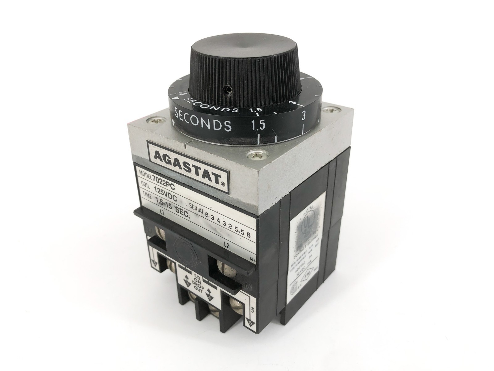 New Agastat 7022PC Timing Relay 1.5-15 Seconds 125VDC – No Box