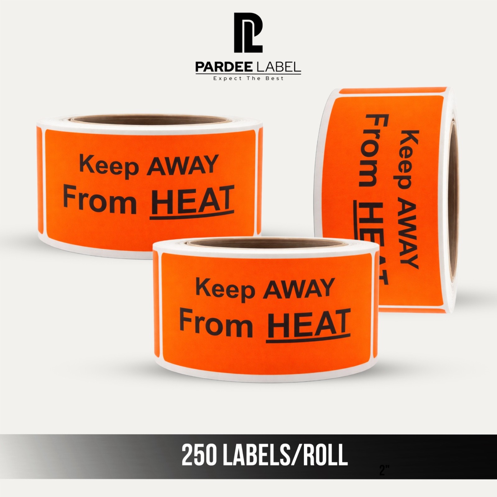 Keep Away From Heat Stickers 2×4 Neon Red Warning Labels 250/Roll