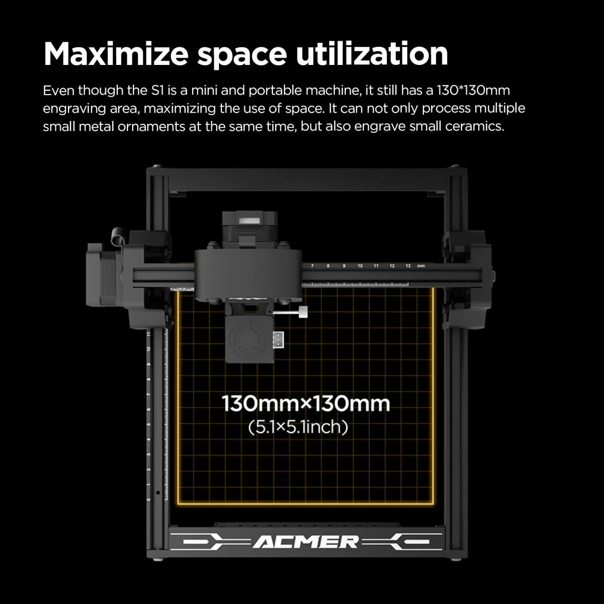 【Refurbished】 ACMER S1 2.5W Mini Laser Engraver – 130×130mm DIY Cutter Machine