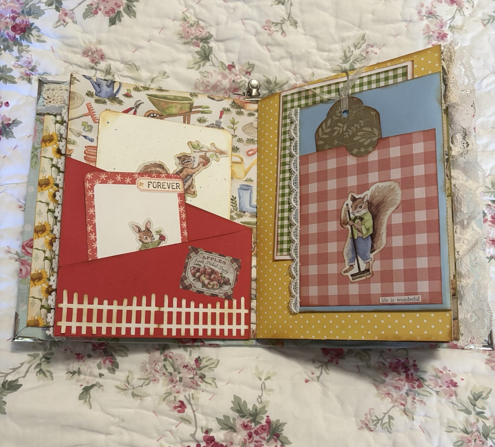 Handmade Keepsake Journal 14 double sided pages, “Whimsical Animals”