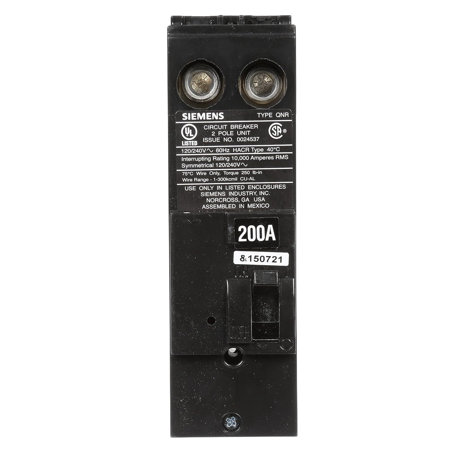 Siemens QN2200R 200-Amp 2 Pole 240-Volt Circuit Breaker