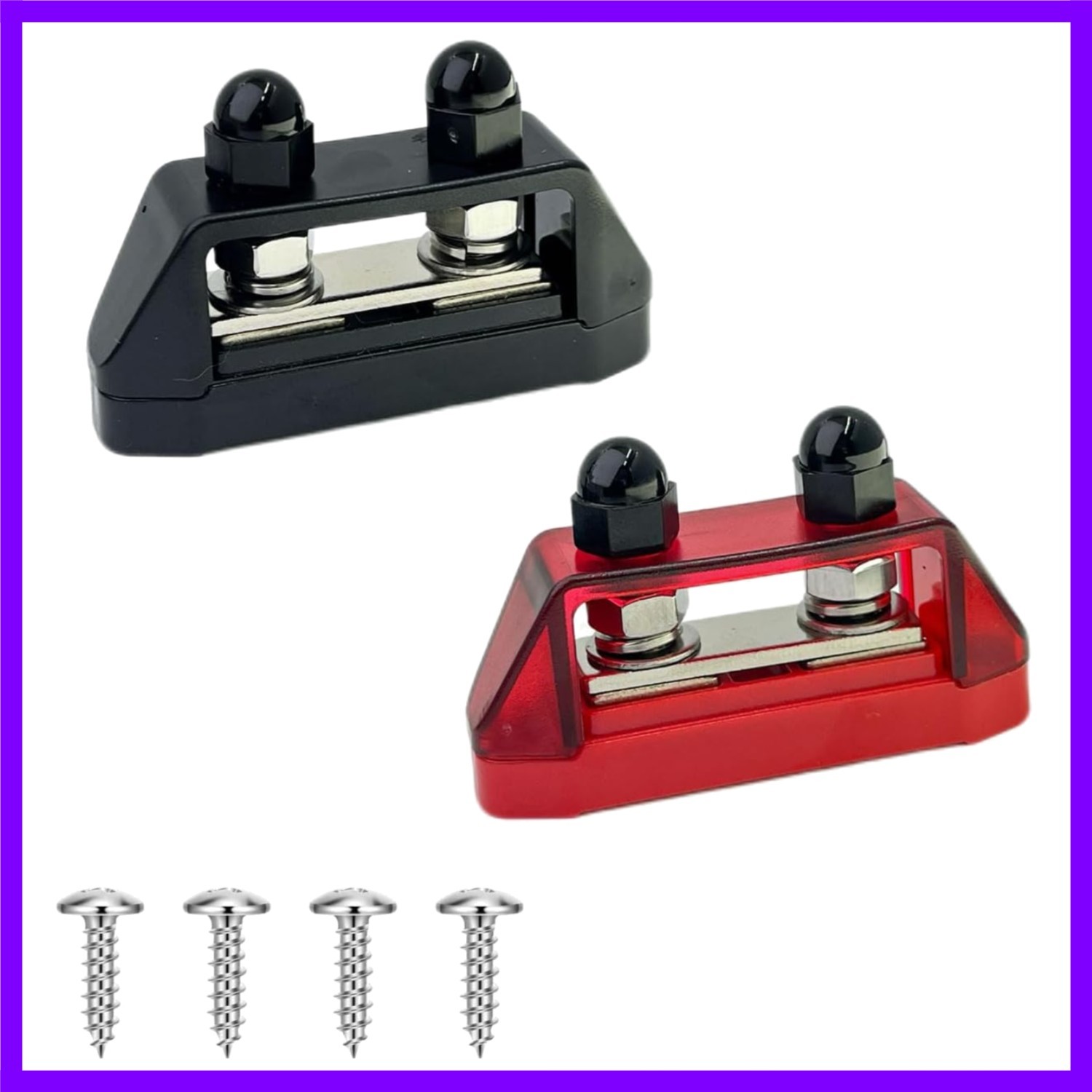 2-Pack 5/16″ M8 Dual Stud Bus Bar 12-48V Distribution Block | Heavy Duty Batt…